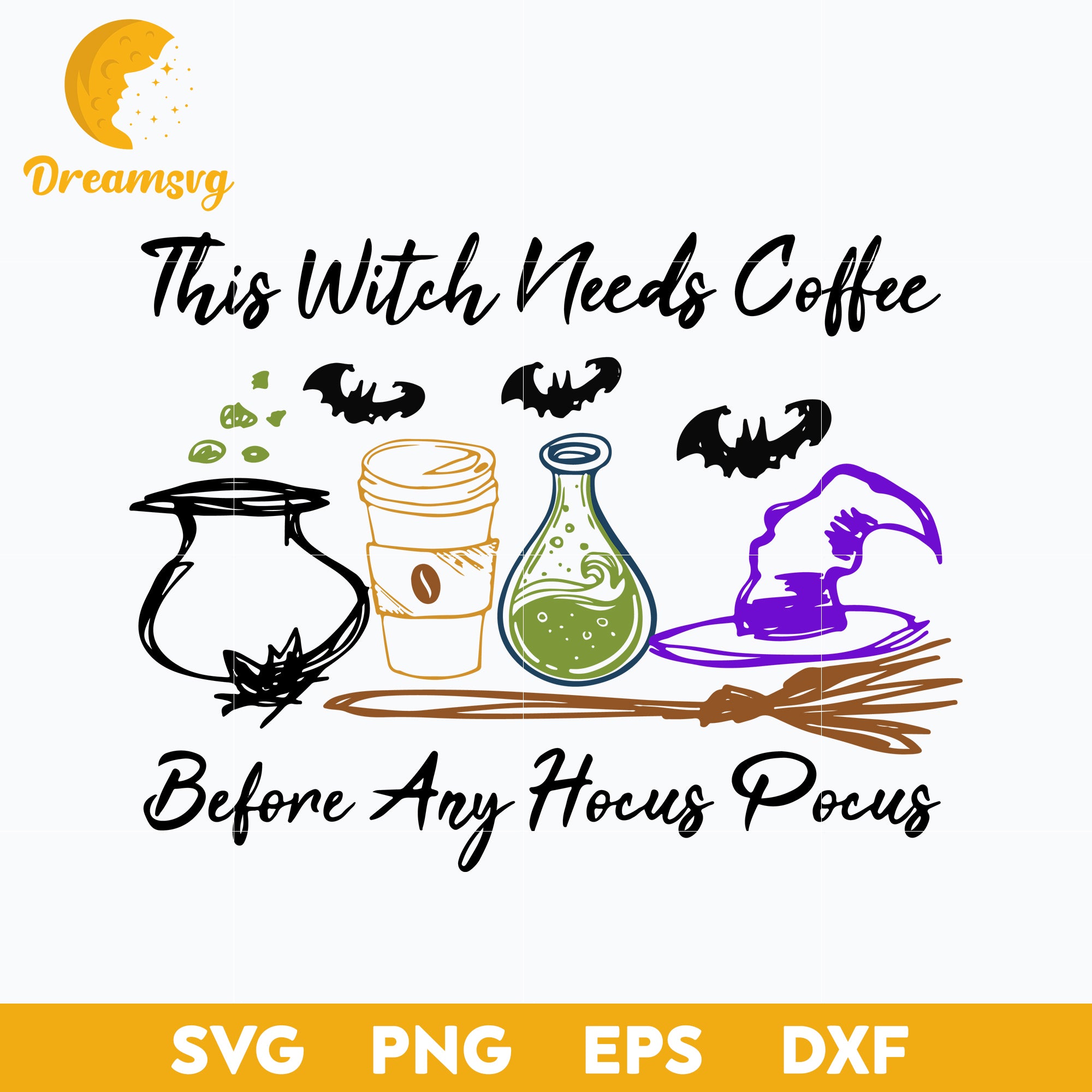 This Witch Needs Coffee Draw svg, Halloween svg, png, dxf, eps digital file.