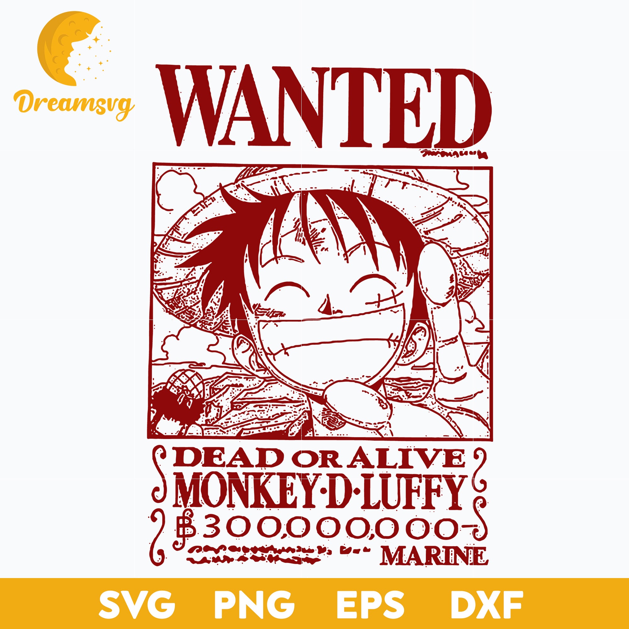 Wanted Luffy One Piece Svg, Luffy One Piece Svg, Luffy Svg, One