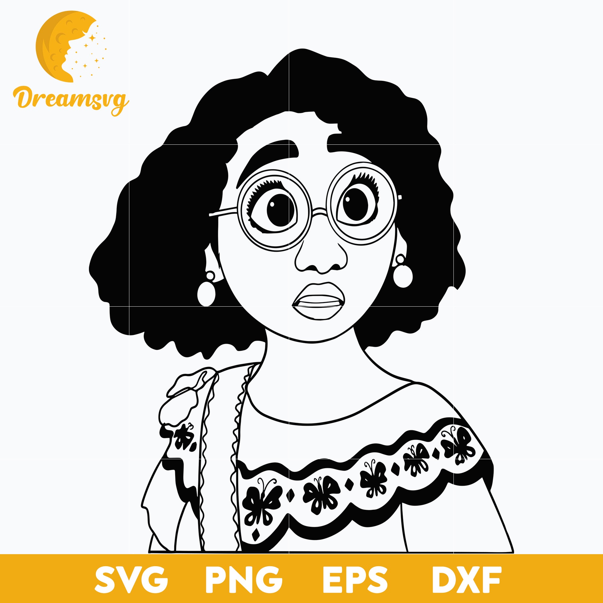 Mirabel Madrigal outline, Encanto svg, Bundle Encanto svg, Birthday Party svg, Birthday svg, cut files for cricut silhouette, layered svg, cricut svg, png, dxf, eps digital file.