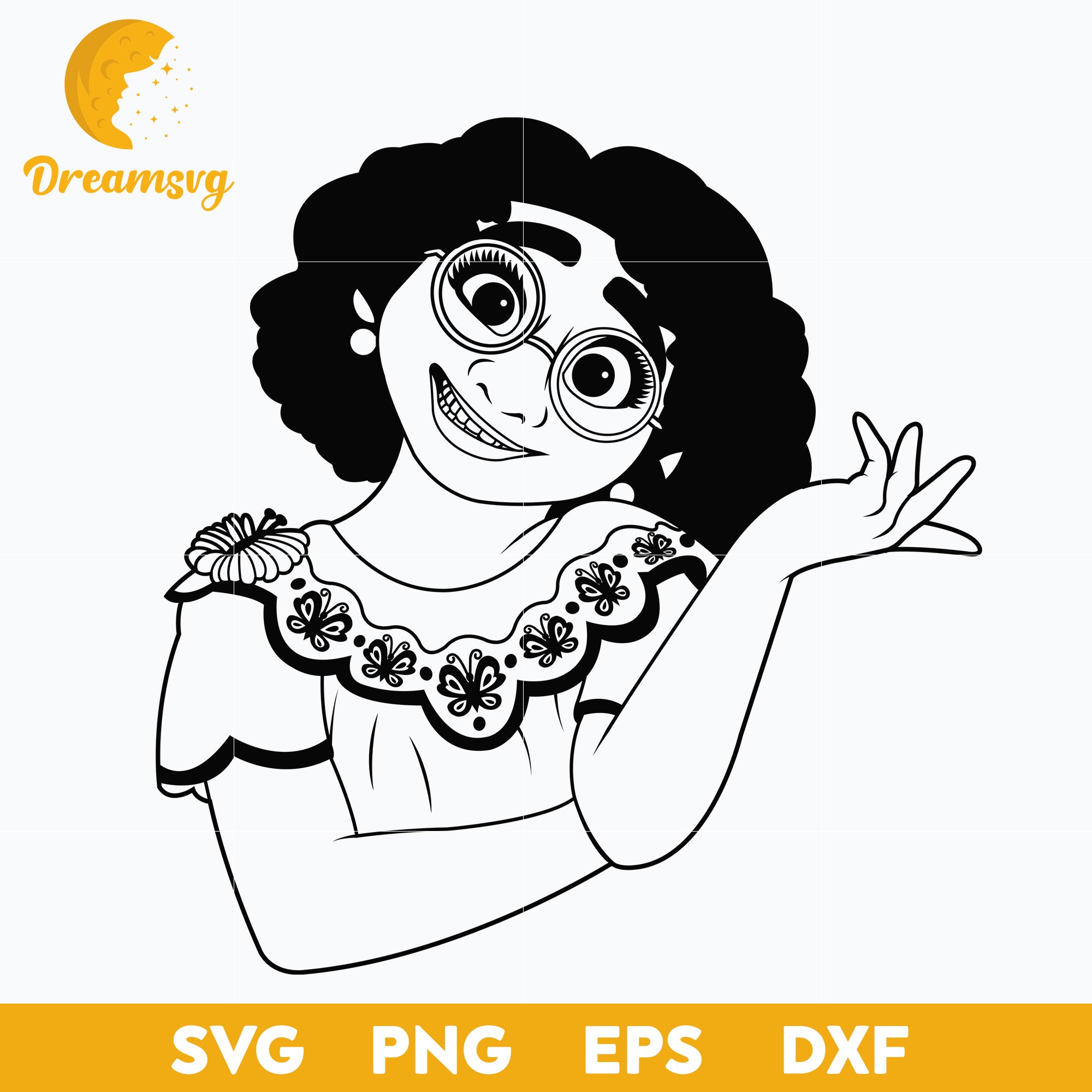 Mirabel Madrigal outline svg, Encanto svg, Bundle Encanto svg, Birthday Party svg, Birthday svg, cut files for cricut silhouette, layered svg, cricut svg, png, dxf, eps digital file.