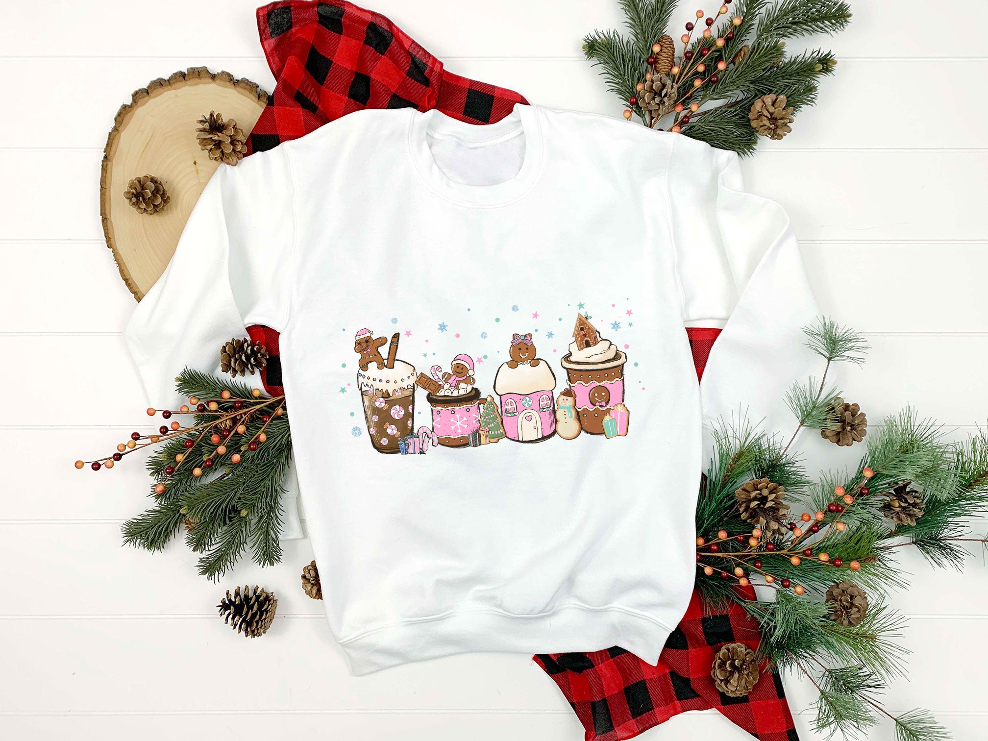 Gingerbread Santa Claus Hat Christmas Coffee PNG, Christmas PNG File.