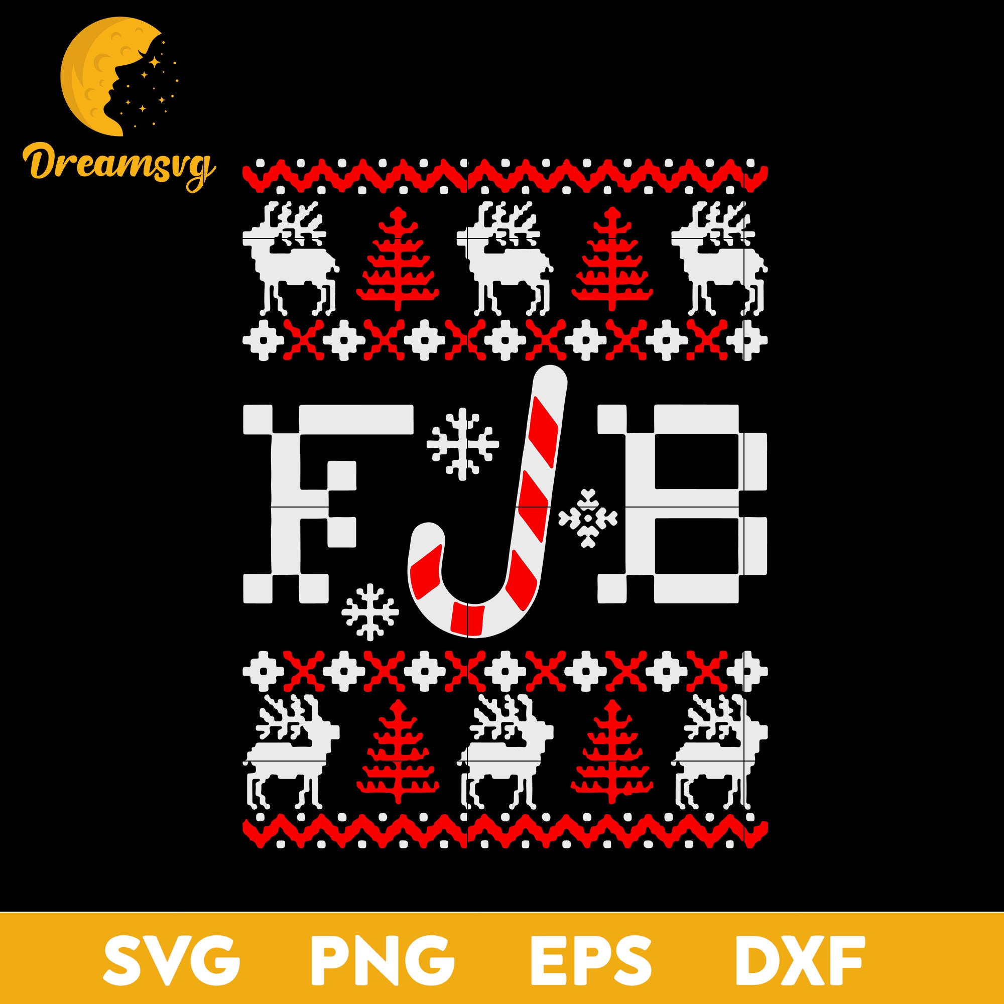 Fjb Ugly Christmas Candy Cane SVG, Christmas SVG, PNG DXF EPS Digital File.