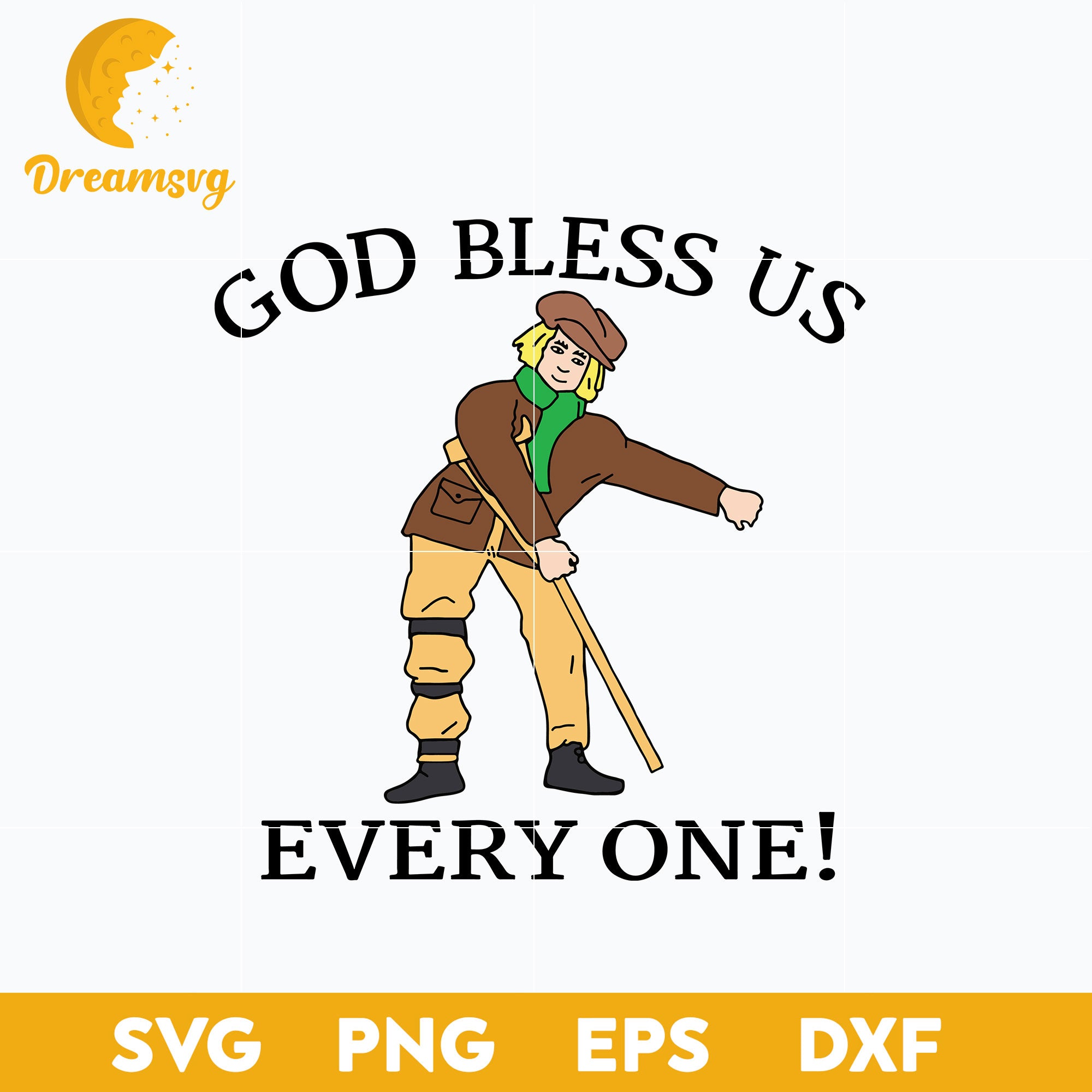 Floss Dance Christmas Carol Tiny Tim God Bless Us Everyone SVG, Christmas SVG, PNG DXF EPS Digital File.