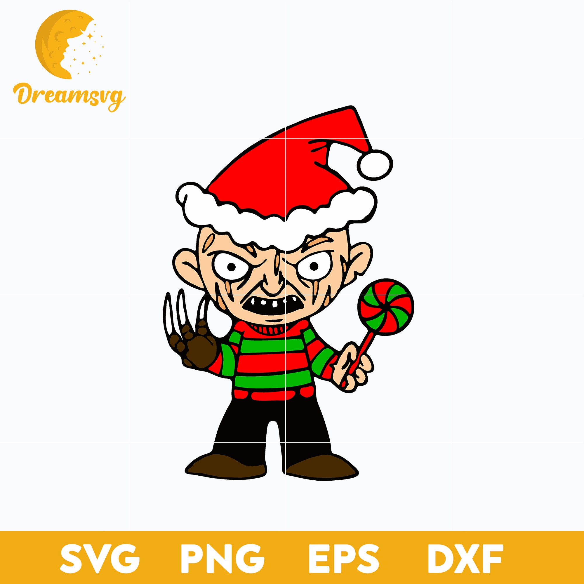 Freddy Krueger Horror Movie Chibi Christmas SVG, Christmas SVG, PNG DXF EPS Digital File.