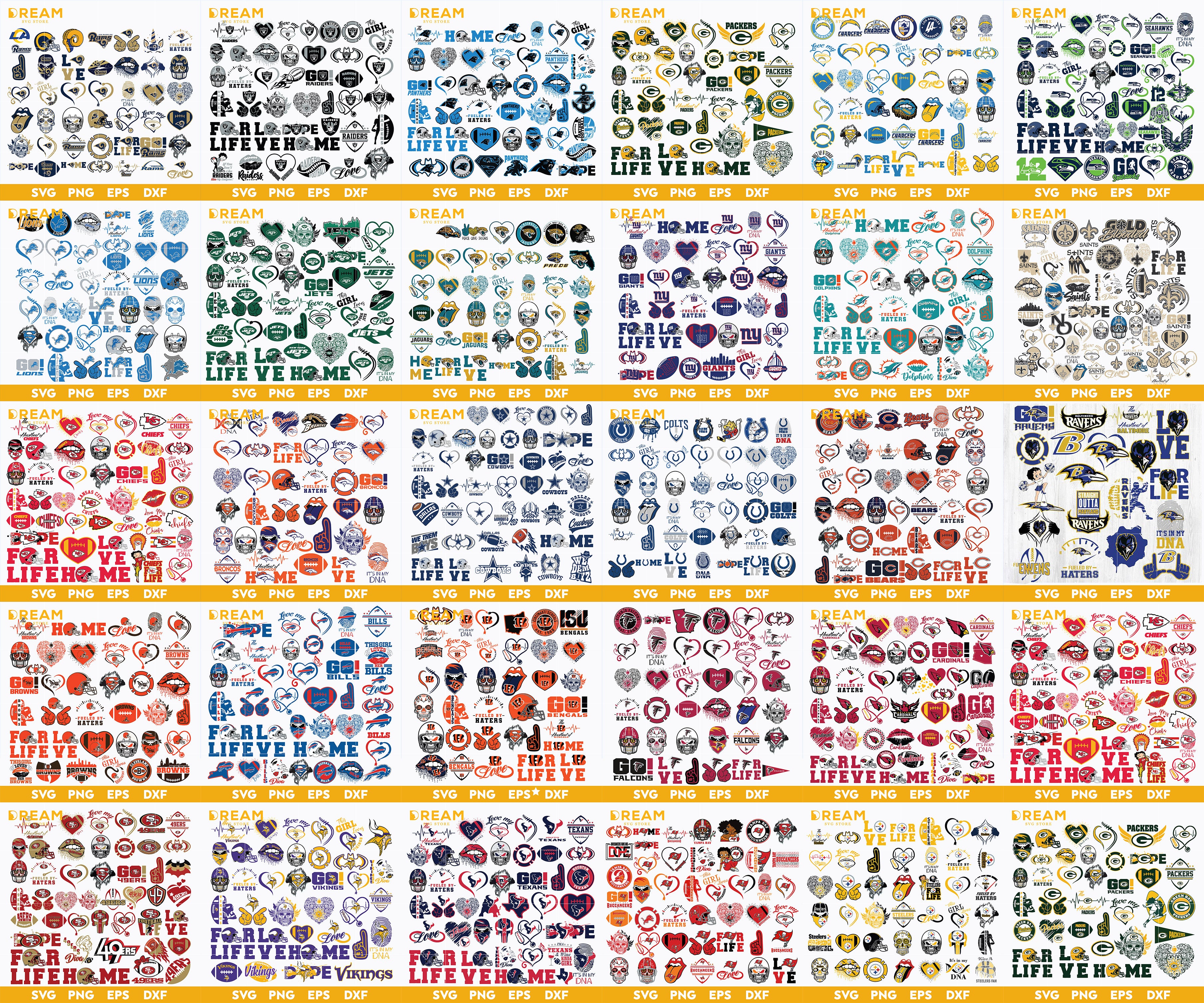 Mega NFL Bundle Svg, Nfl Logo Svg, Nfl Team Svg, Sport Svg, All Nfl Teams