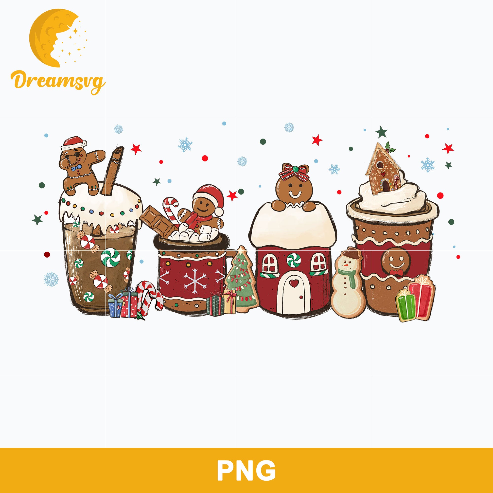 Christmas Coffee Gingerbread Santa Claus PNG, Christmas PNG File.