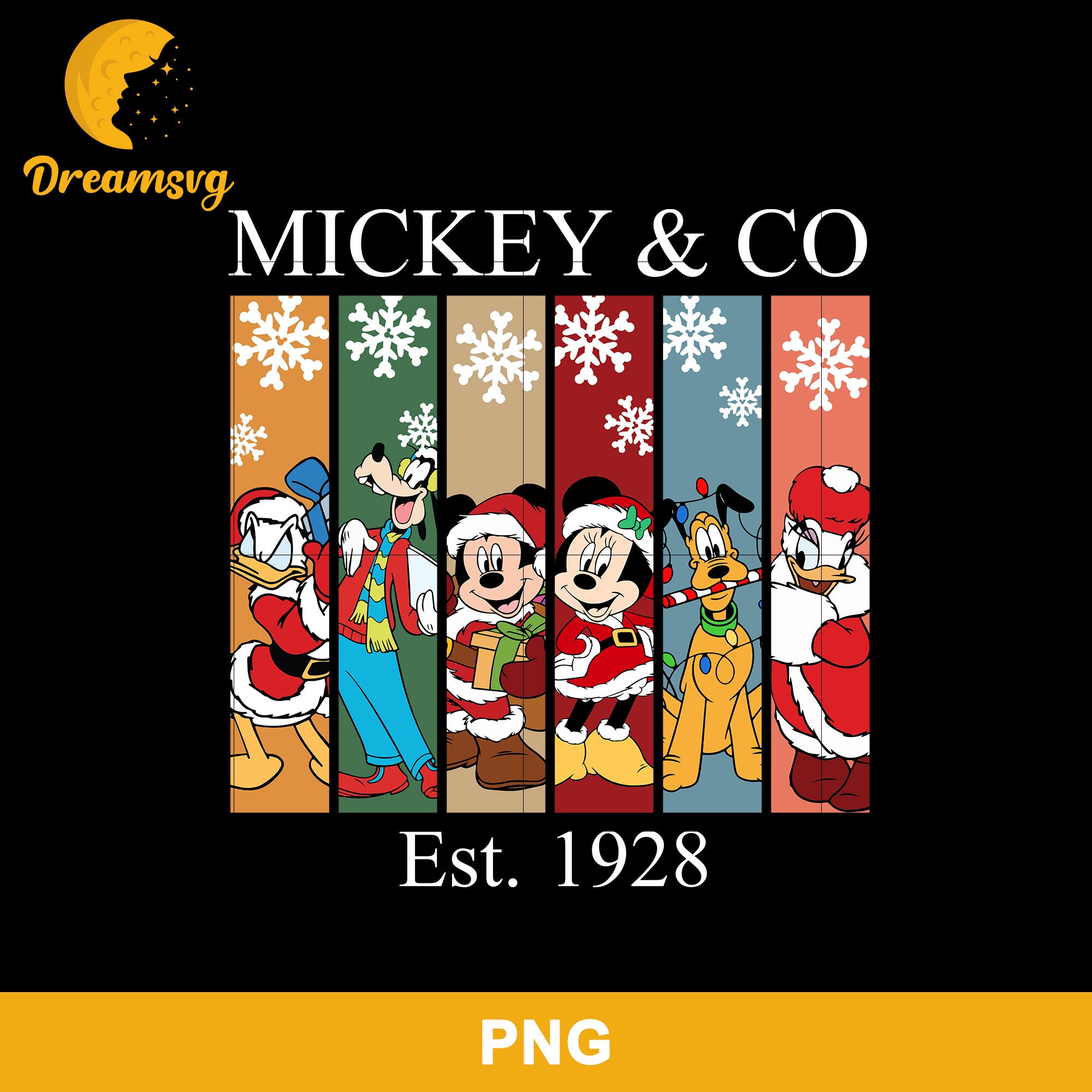Mickey & Co Est. 1928 Christmas PNG, Disney Christmas PNG File.