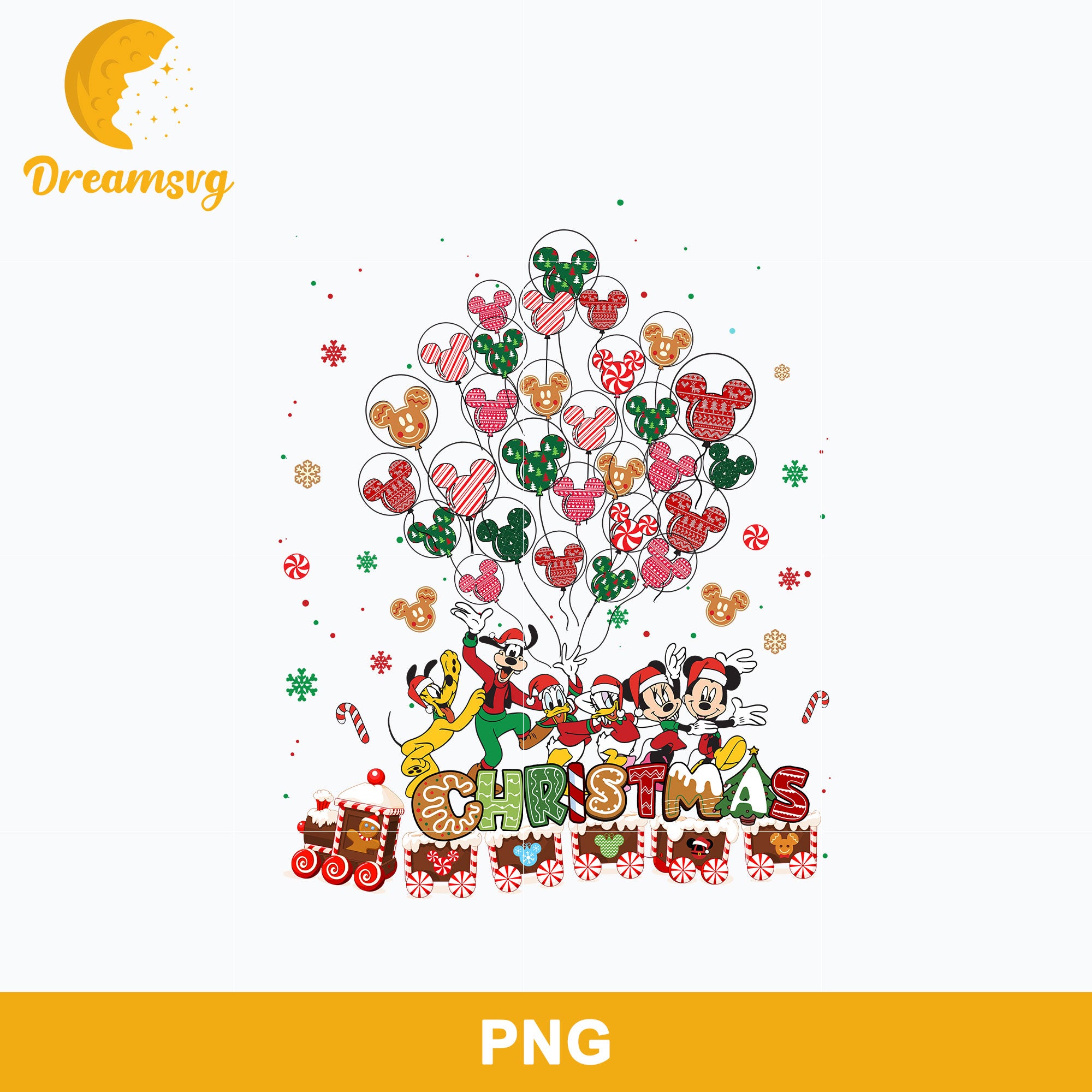 Disney Characters Christmas PNG, Disney Christmas PNG Digital File.