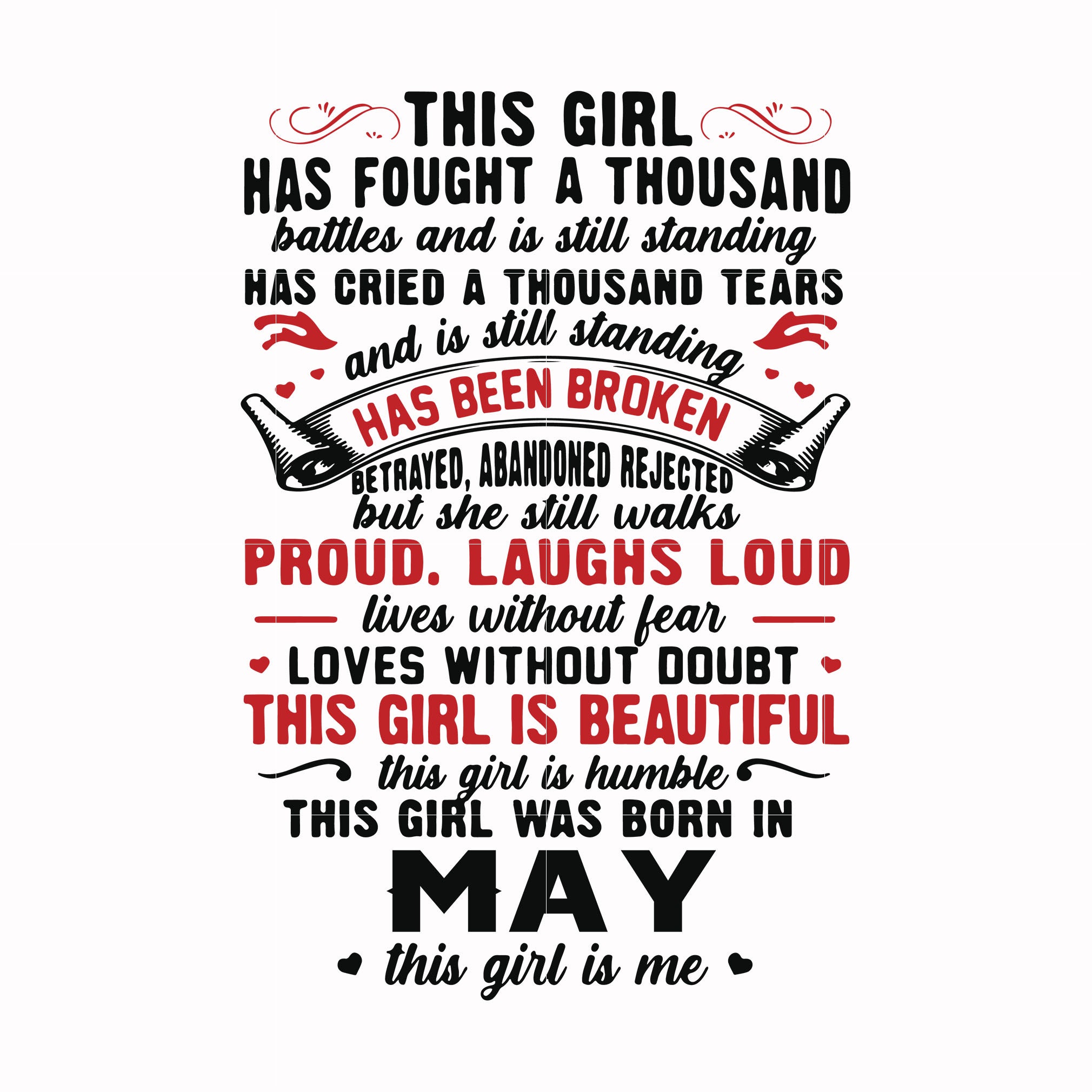 This girl has fought a thousand battles and is still standing svg, This girl was born in May svg, birthday svg, png, dxf, eps digital file NBD0100