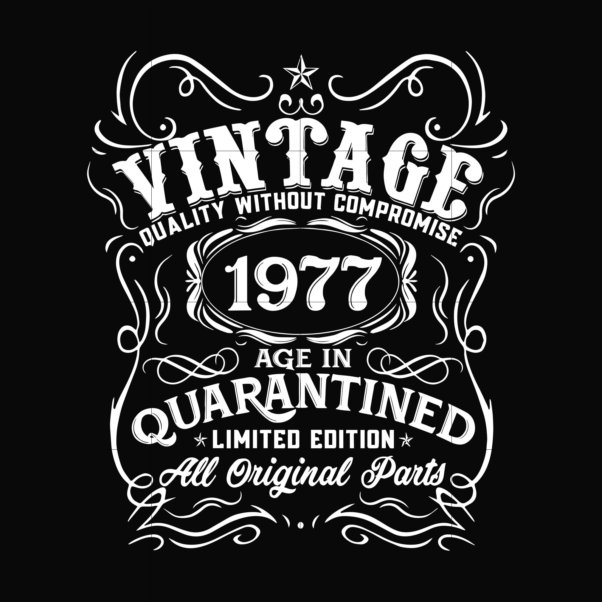 Vintage 1977 age in quarantined limited edition svg, limited edition svg, 1977 birthday svg, png, dxf, eps digital file NBD0104