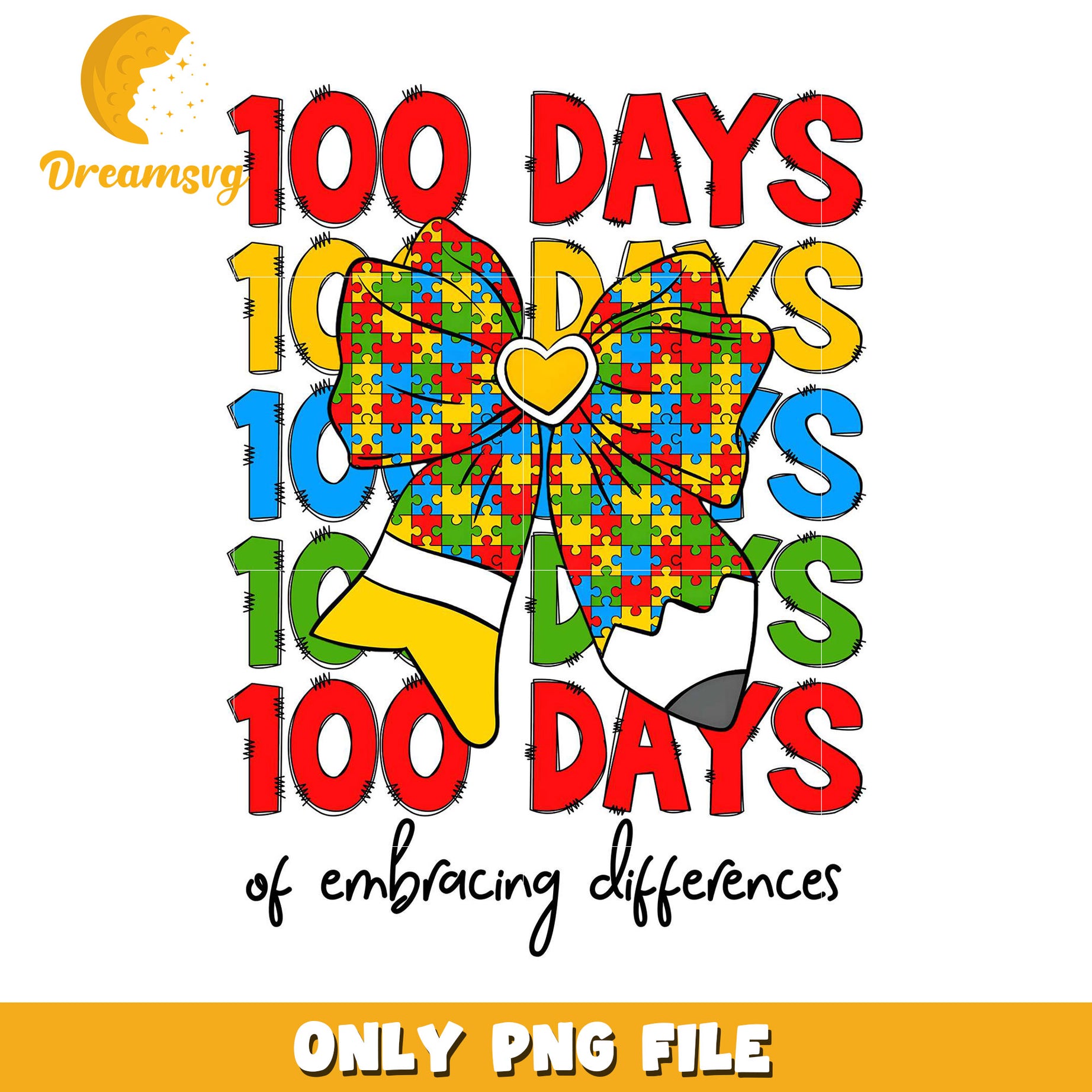 100 Days Autism Awareness PNG