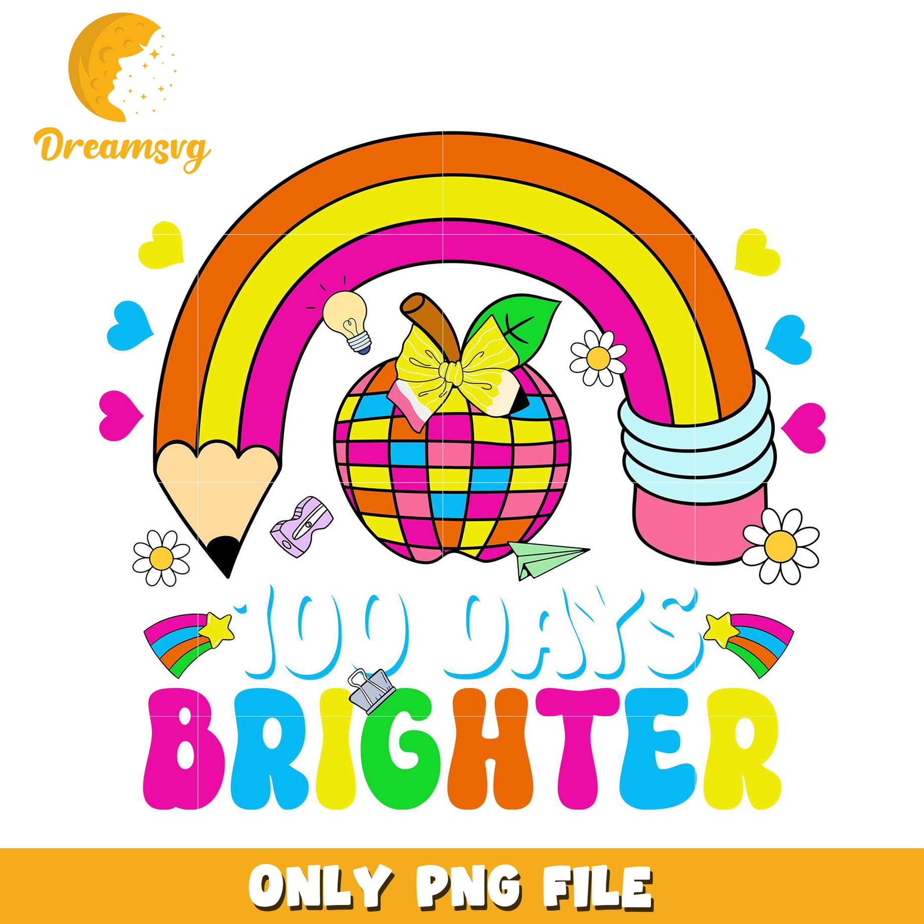 100 Days Brighter Fun Colorful PNG Graphic File