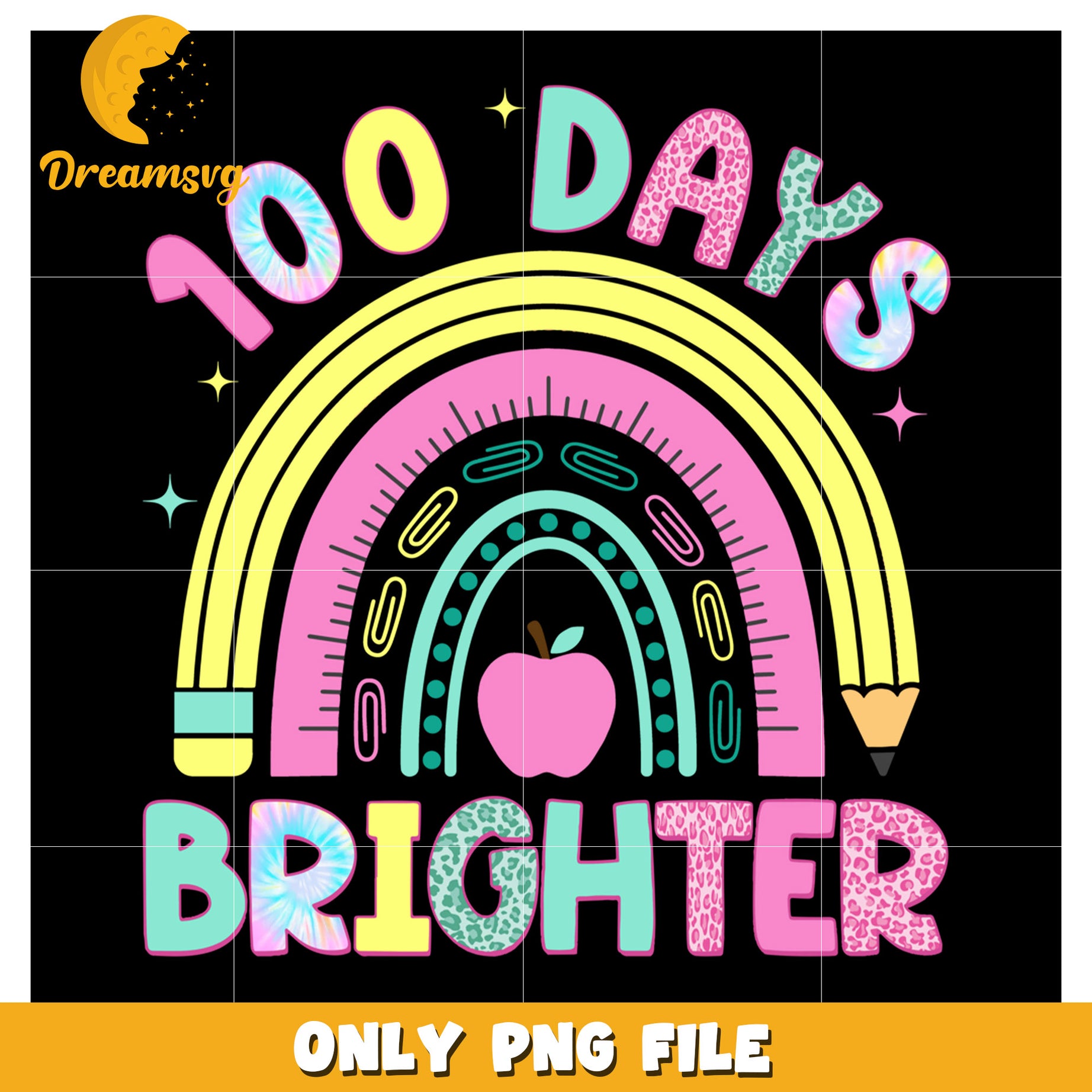 100 Days Brighter PNG Rainbow Design