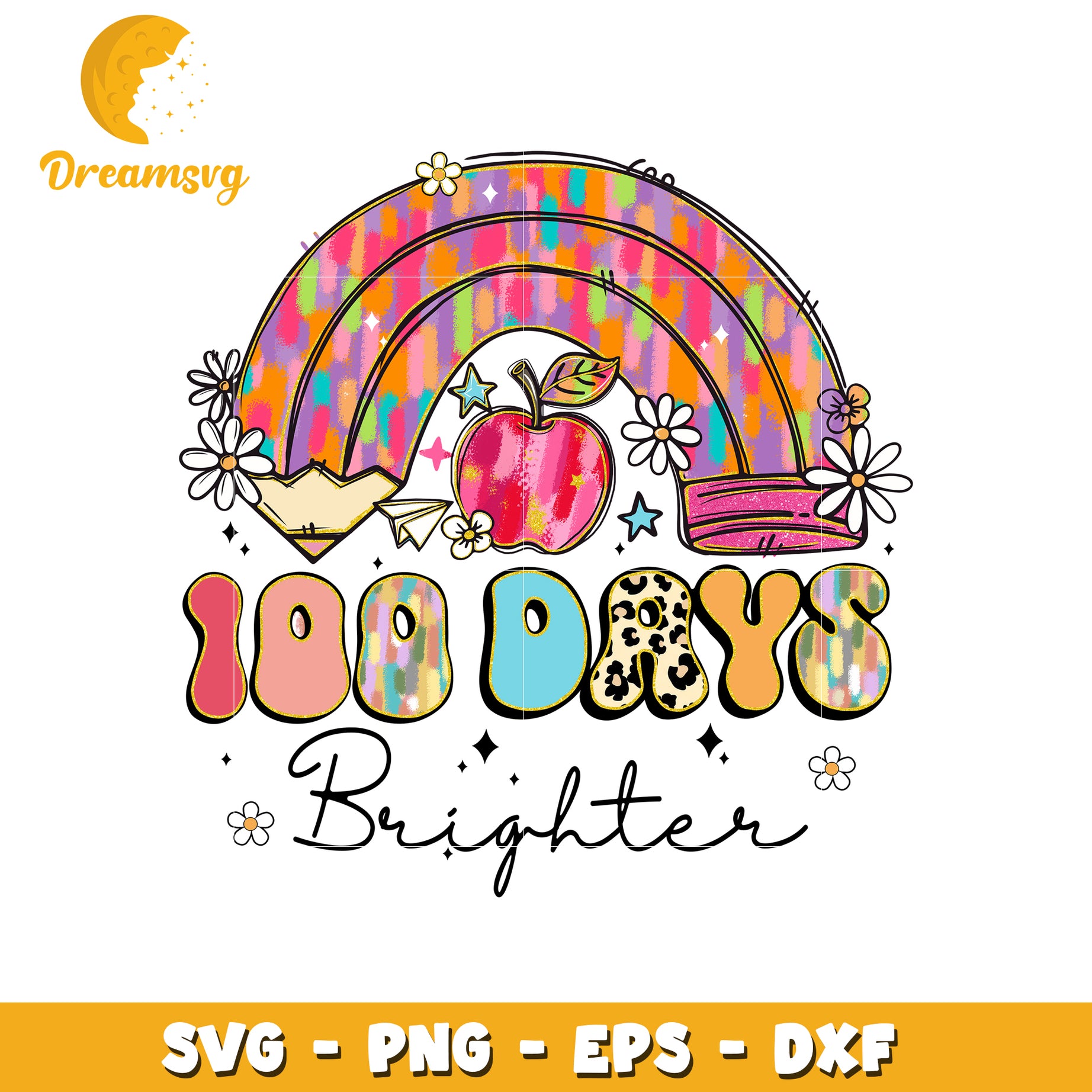 100 Days Brighter Rainbow SVG