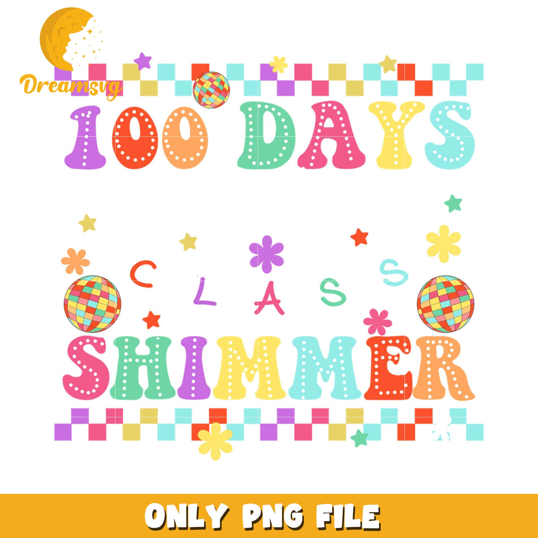100 Days Class Shimmer Colorful PNG File for Celebrations