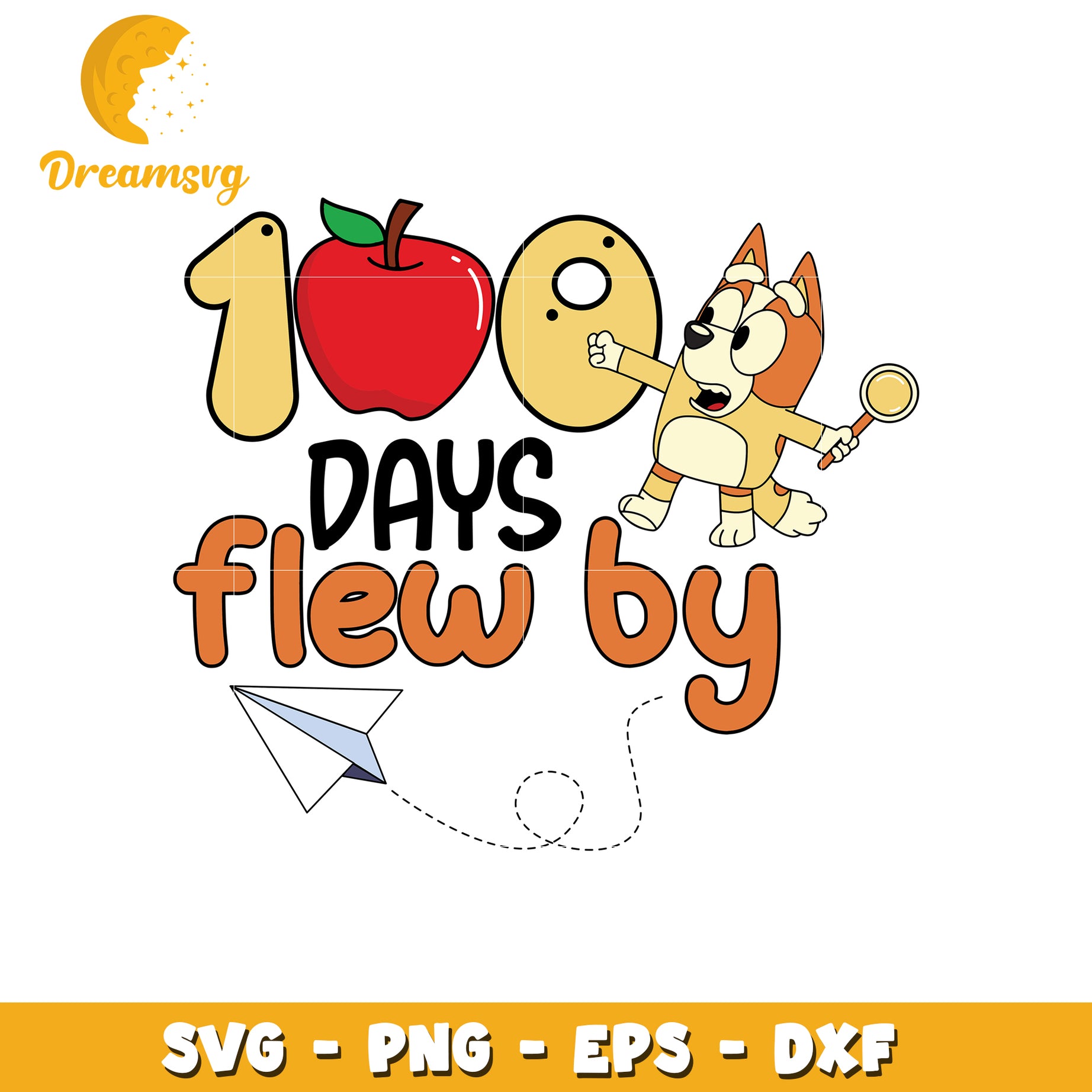 100 Days Flew By Cute Dog Design SVG for Crafting Fun