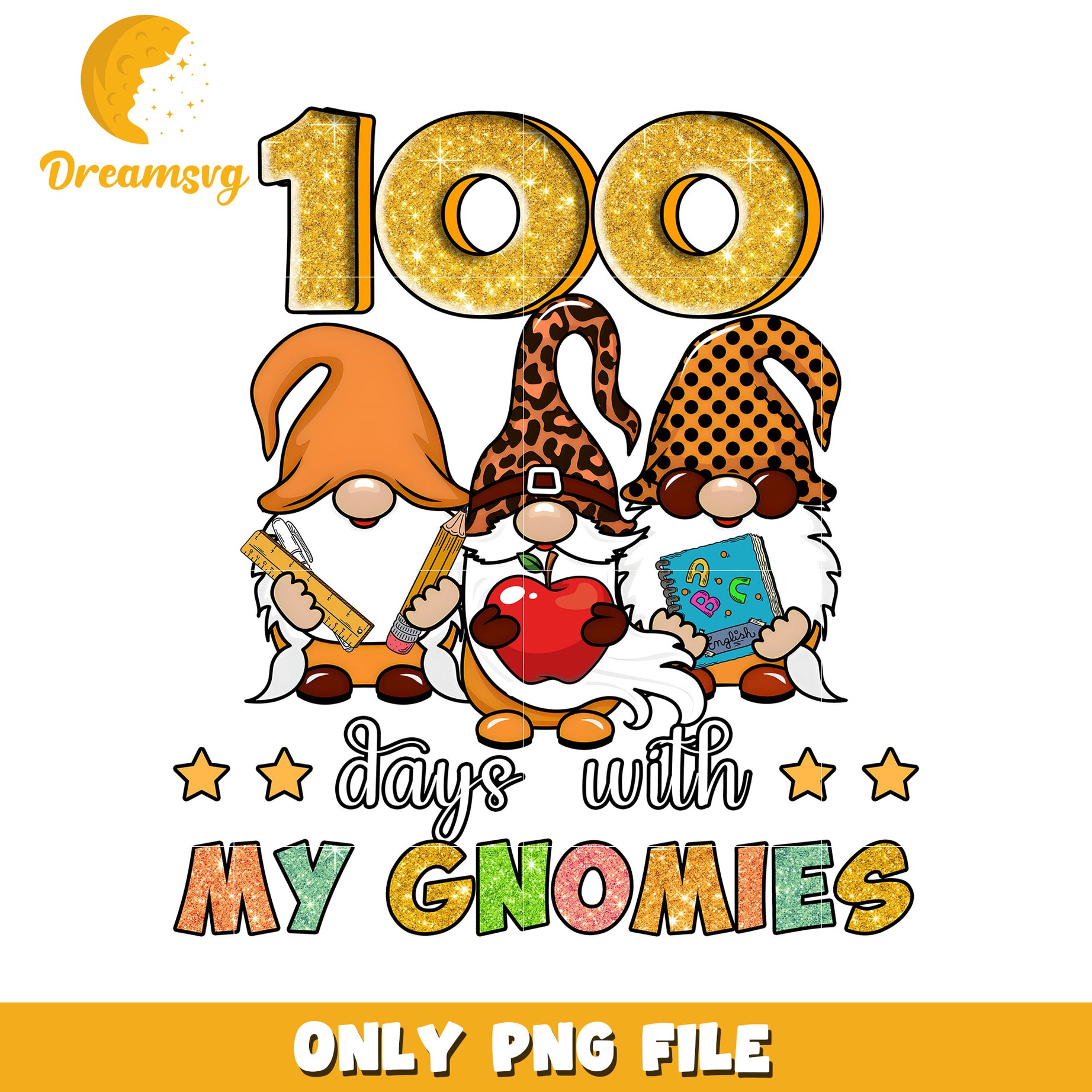 100 Days Gnomes PNG Sublimation