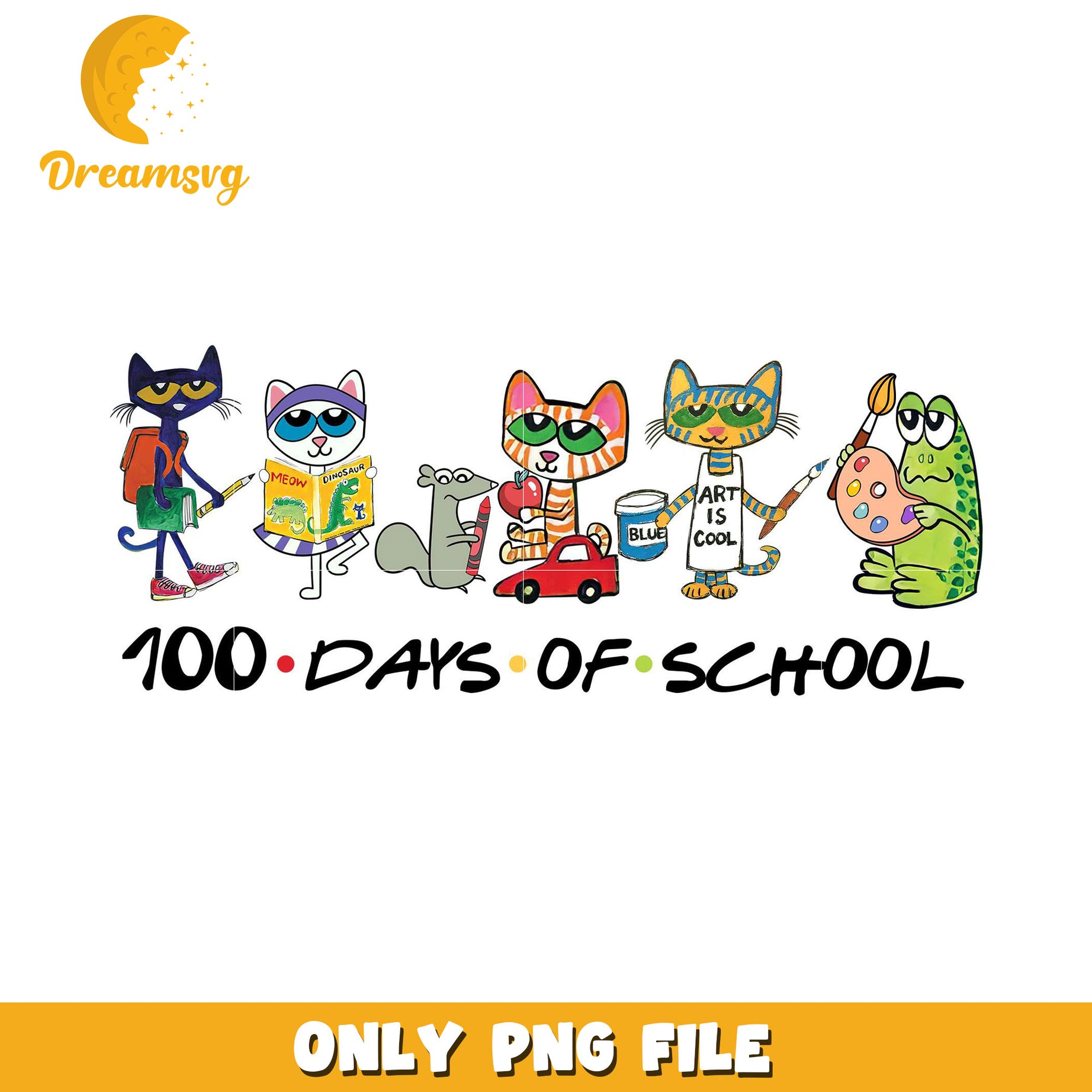 100 Days Of School PNG Cute Cats