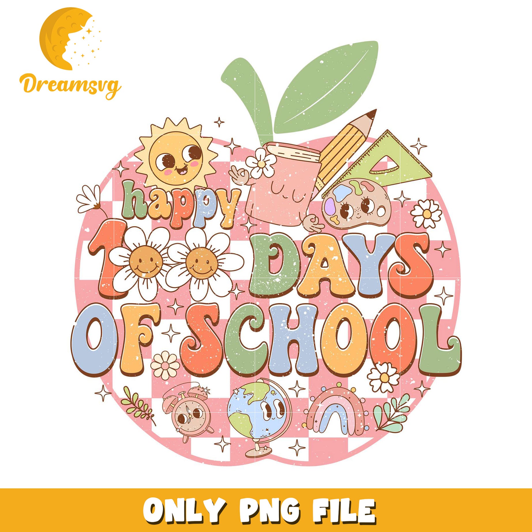 100 Days Of School PNG Cute Design