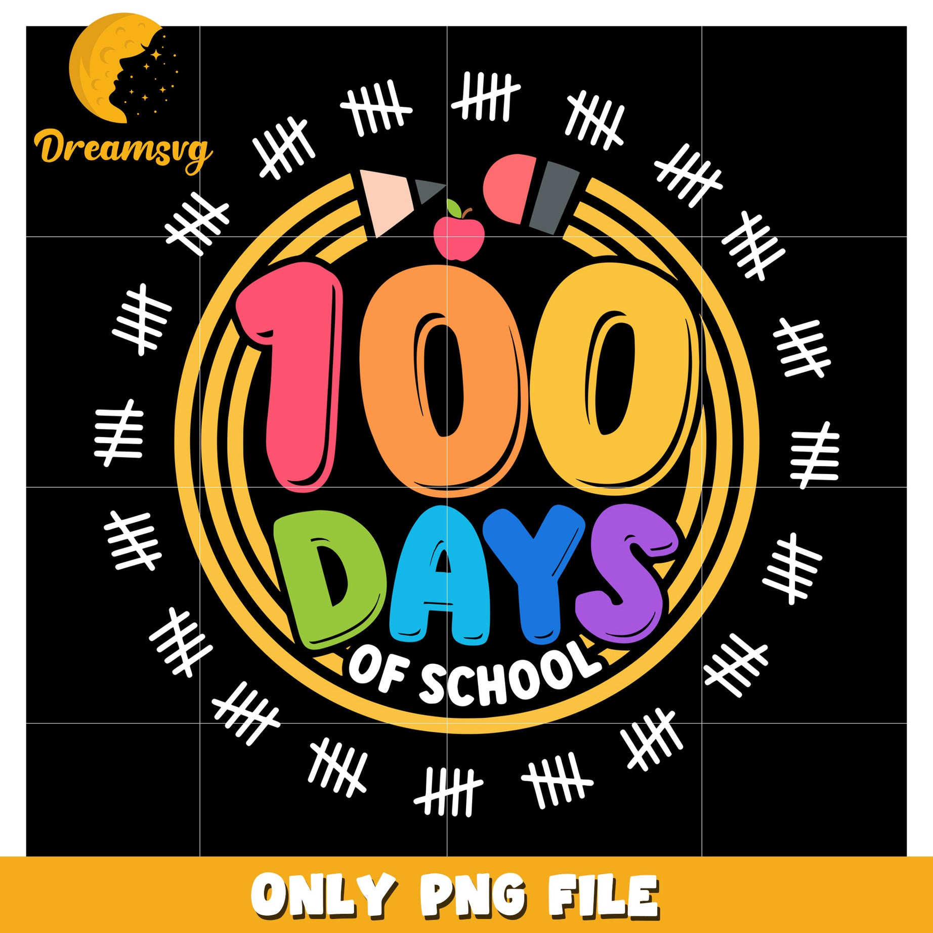 100 Days Of School PNG Design