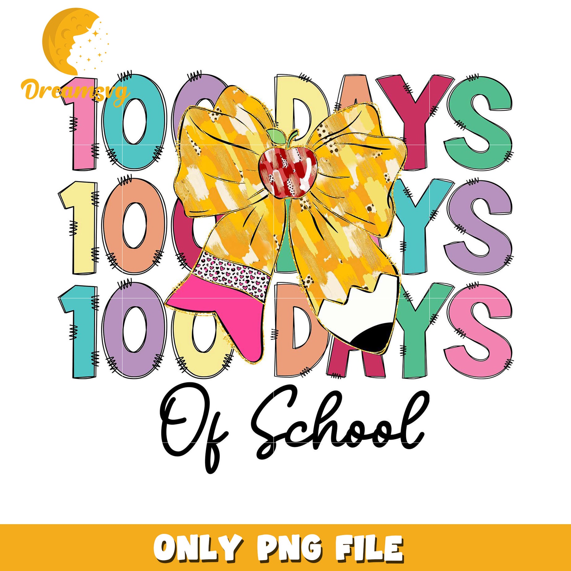 100 Days Of School PNG Sublimation