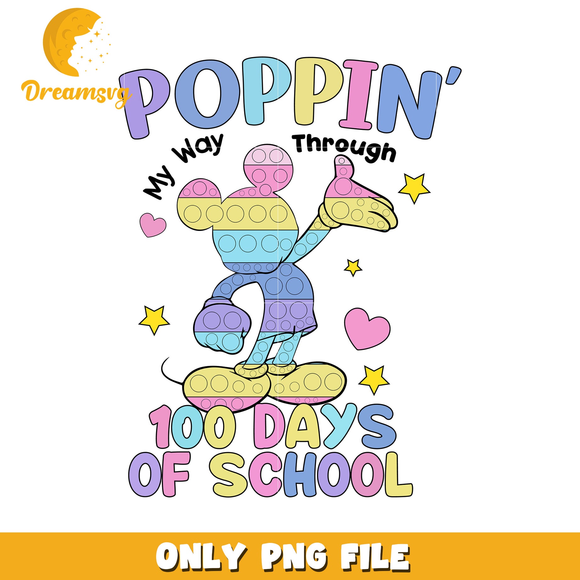 100 Days Of School Pop It Mickey PNG