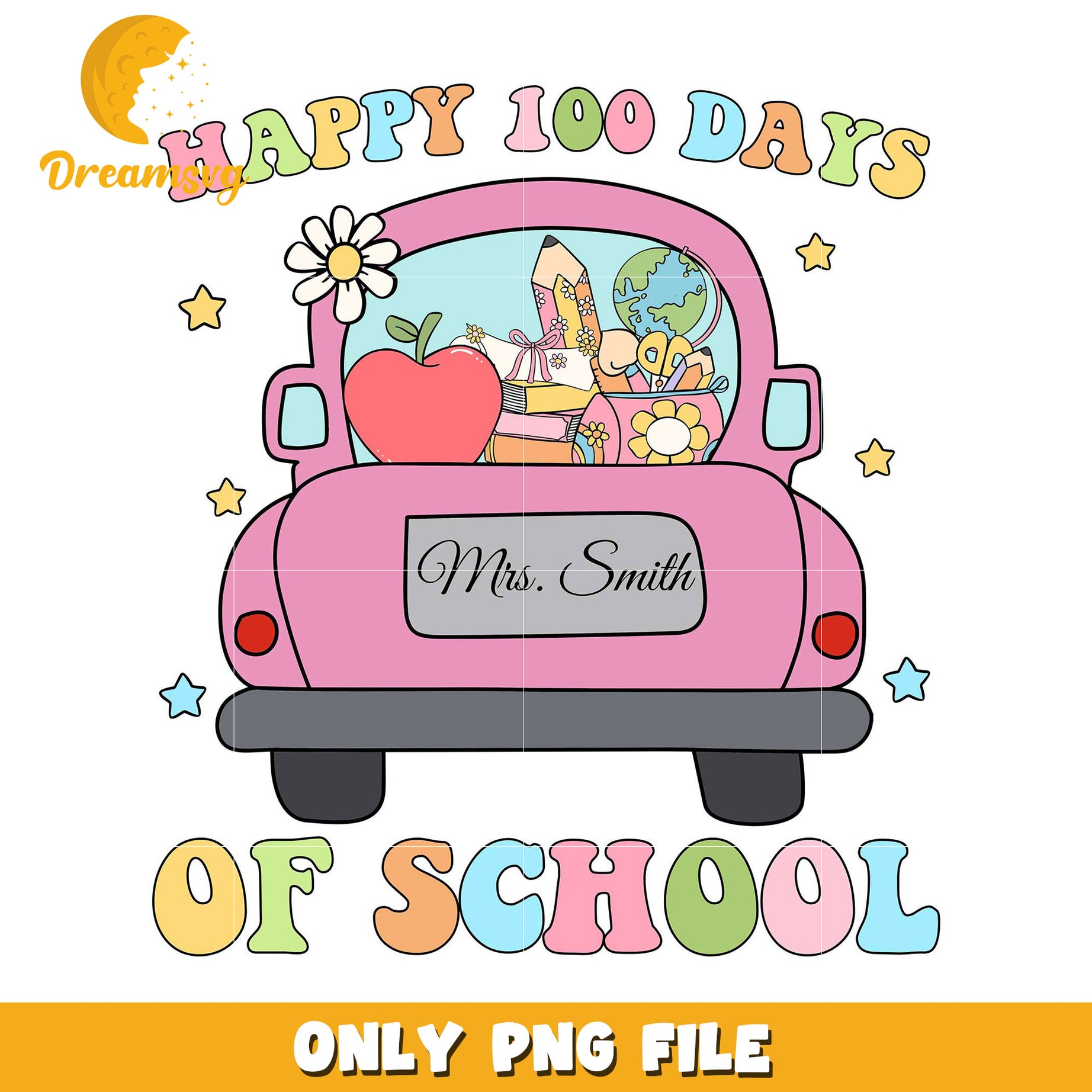 100 Days Of School Truck PNG