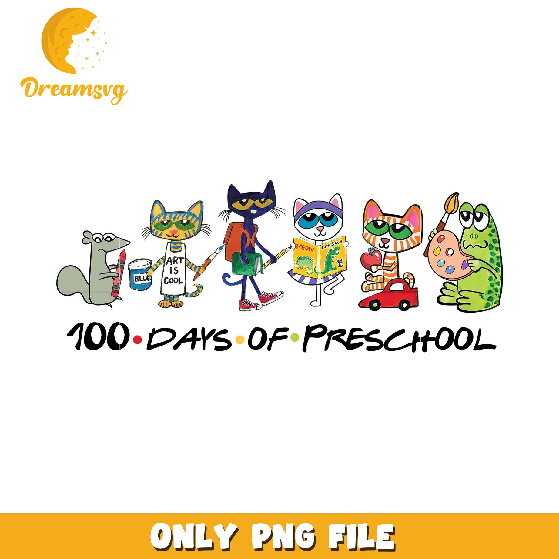 100 Days Preschool PNG Cats