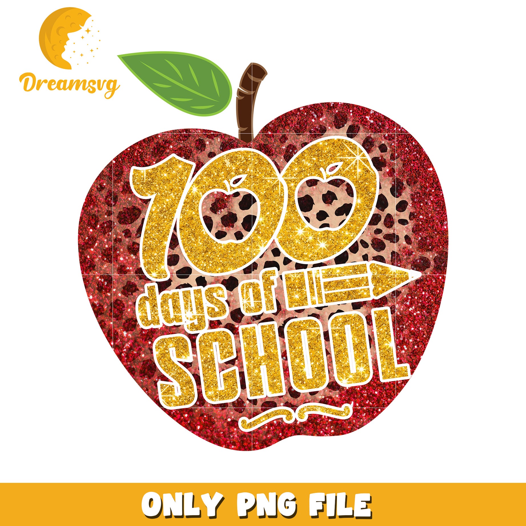 100 Days School Apple PNG