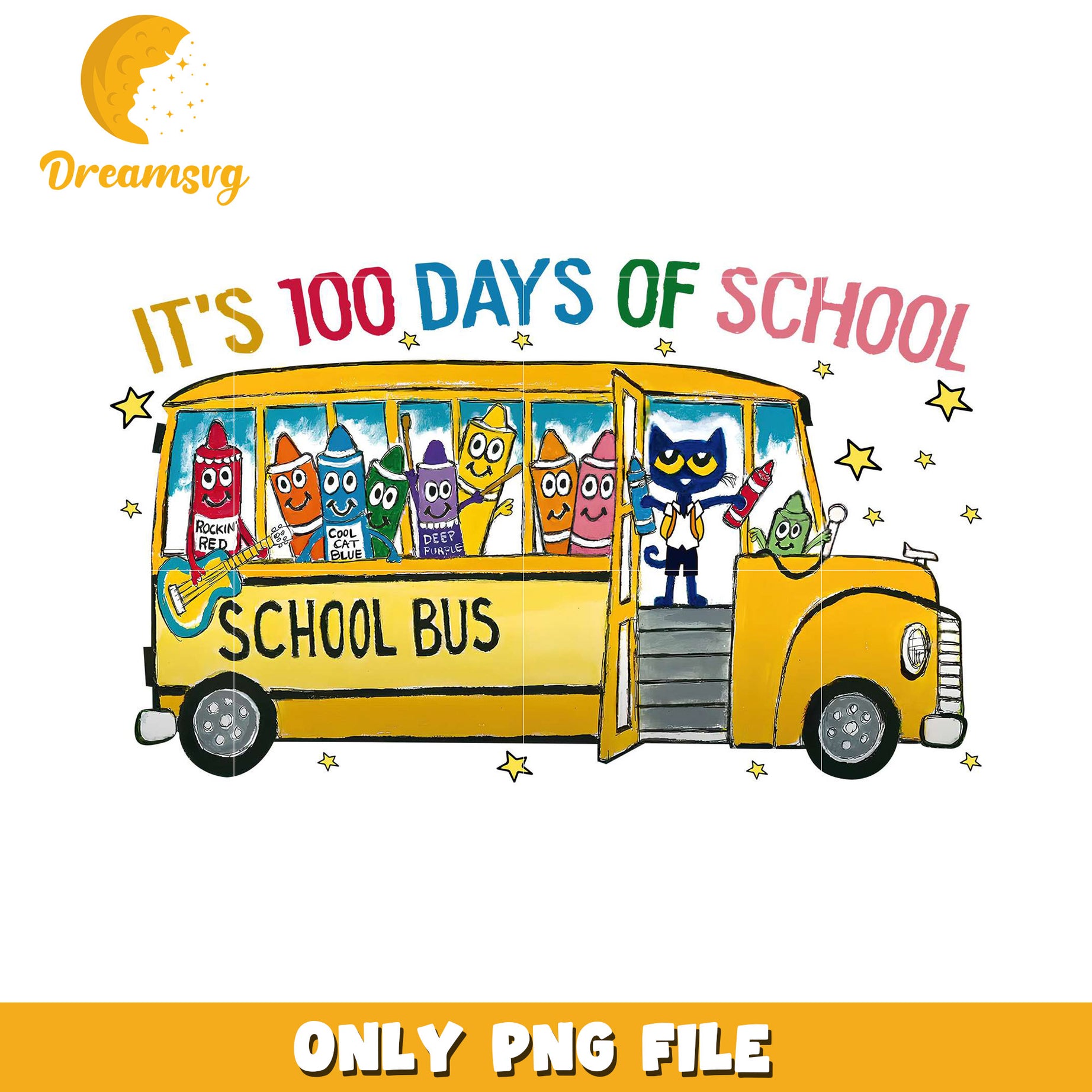 100 Days School Bus PNG