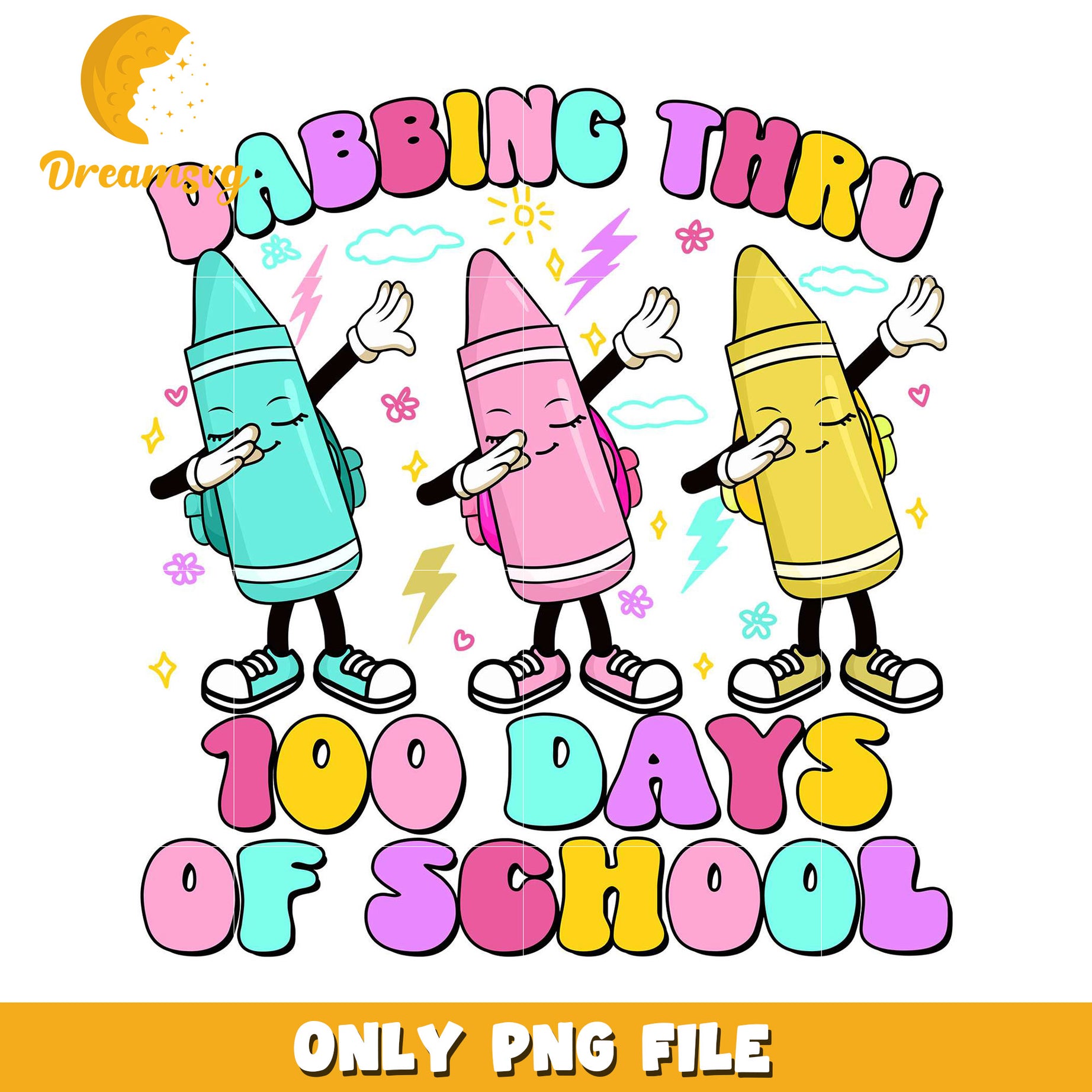 100 Days School Crayon Dab PNG