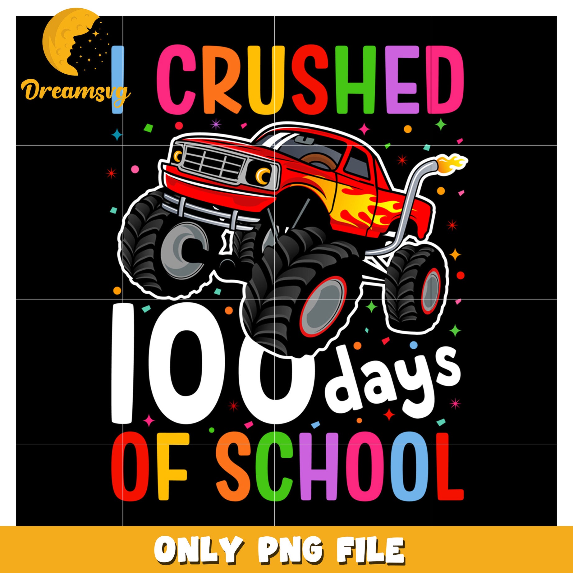 100 Days School Monster Truck PNG