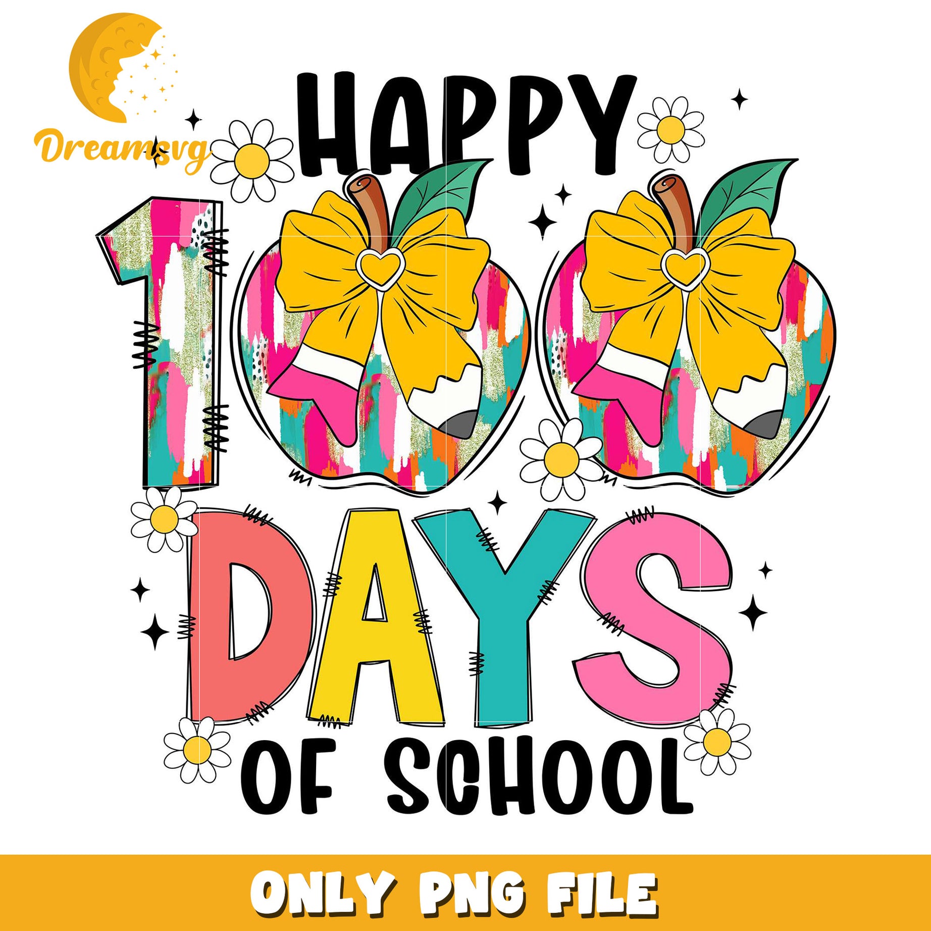 100 Days School PNG Apple Design