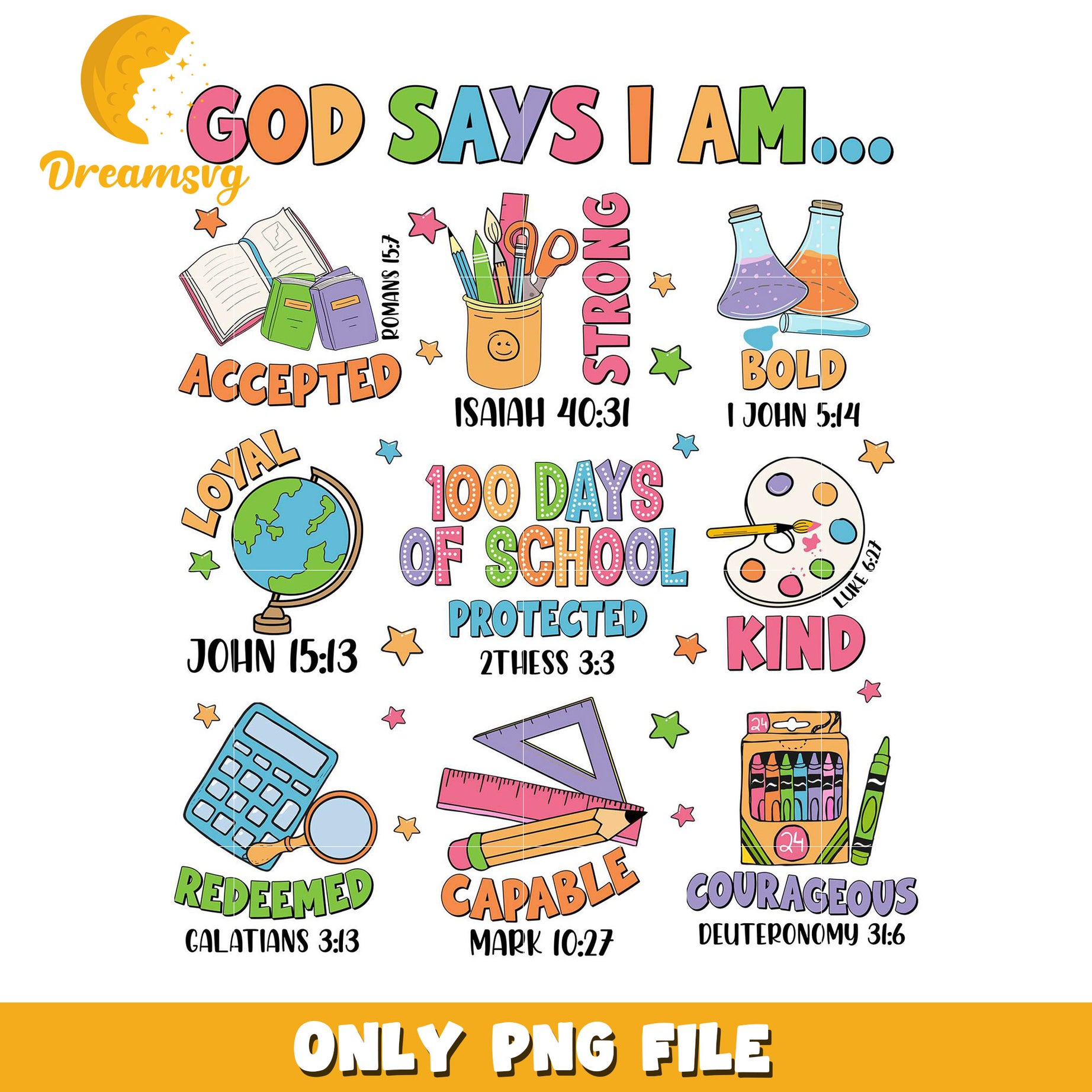 100 Days School PNG Bible Verses