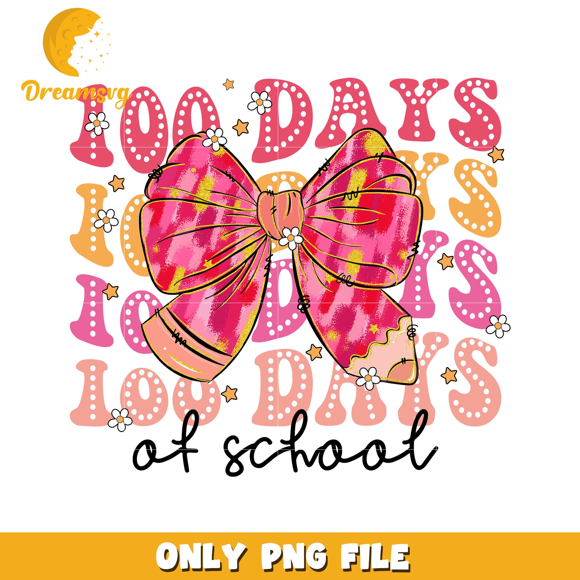 100 Days School PNG Bow Clipart