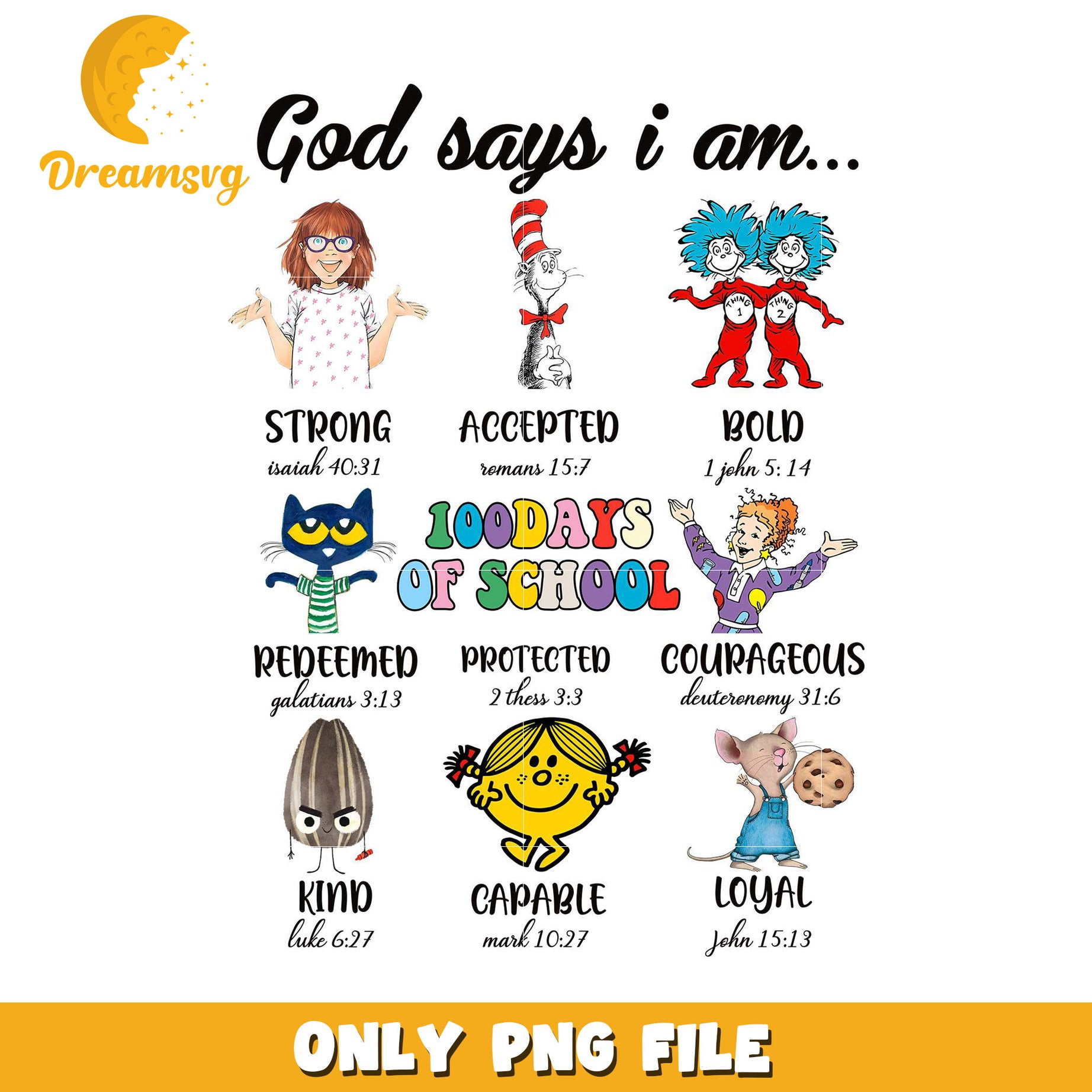 100 Days School PNG Christian Quotes