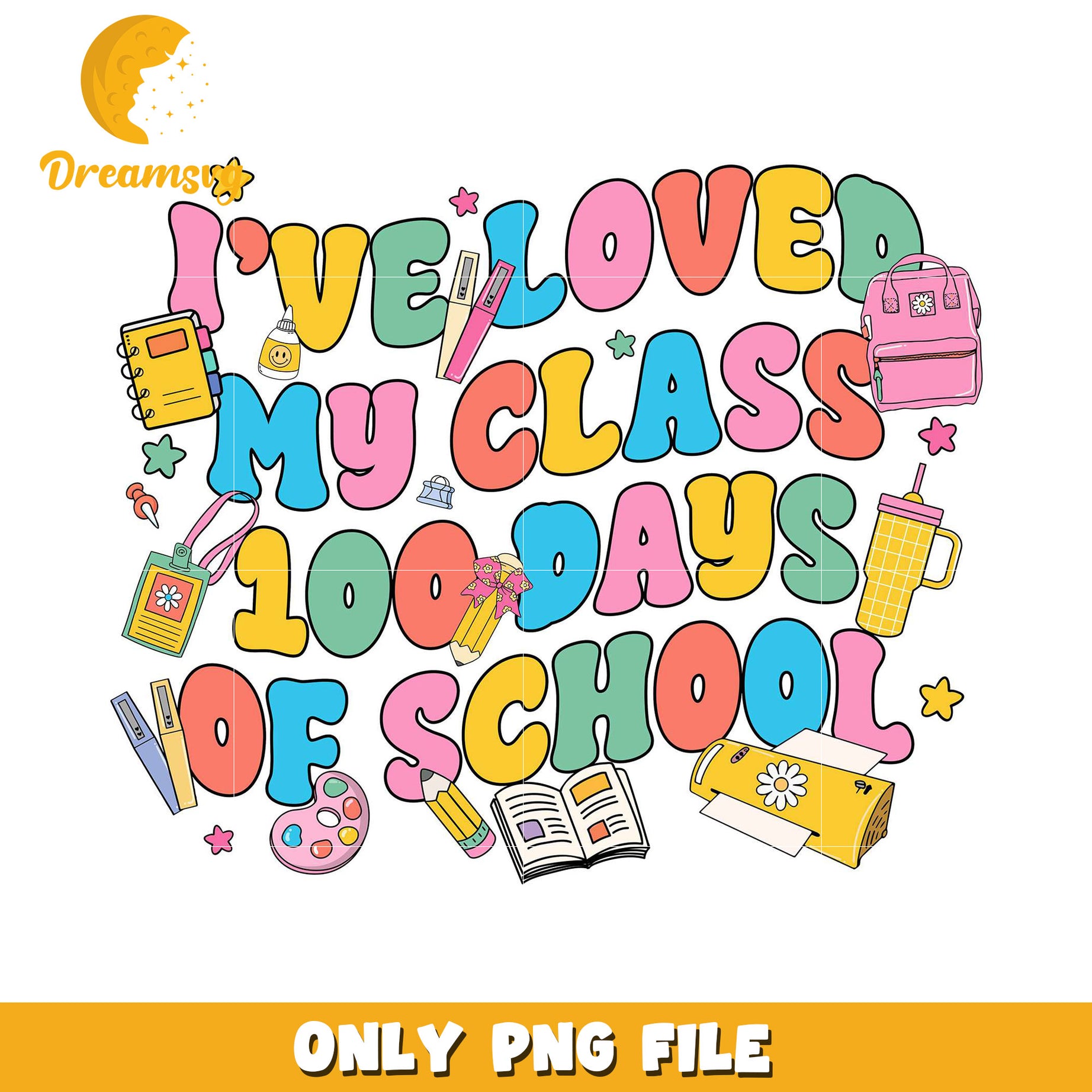 100 Days School PNG Design