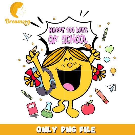 100 Days School PNG Girl Clipart