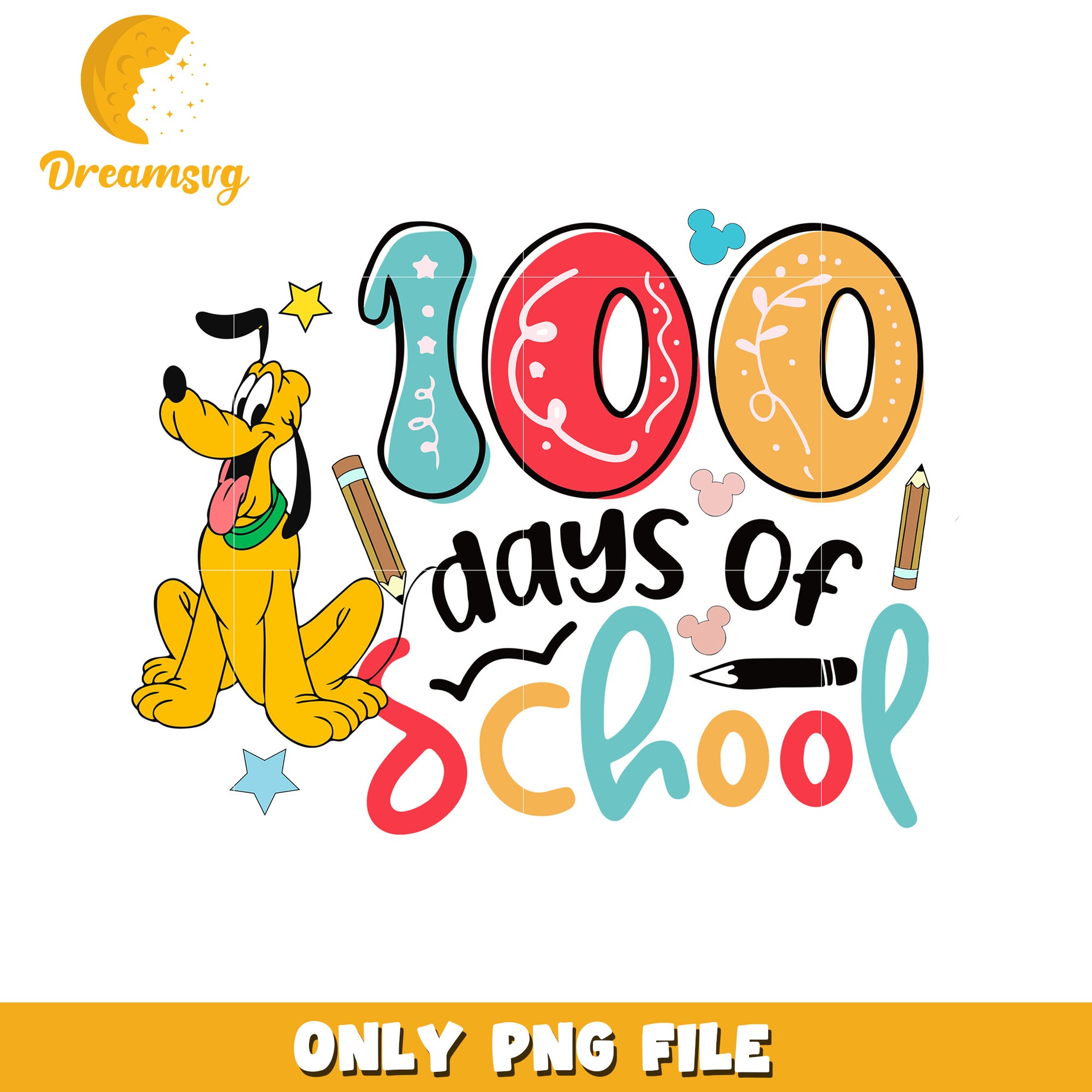 100 Days School PNG Pluto Design