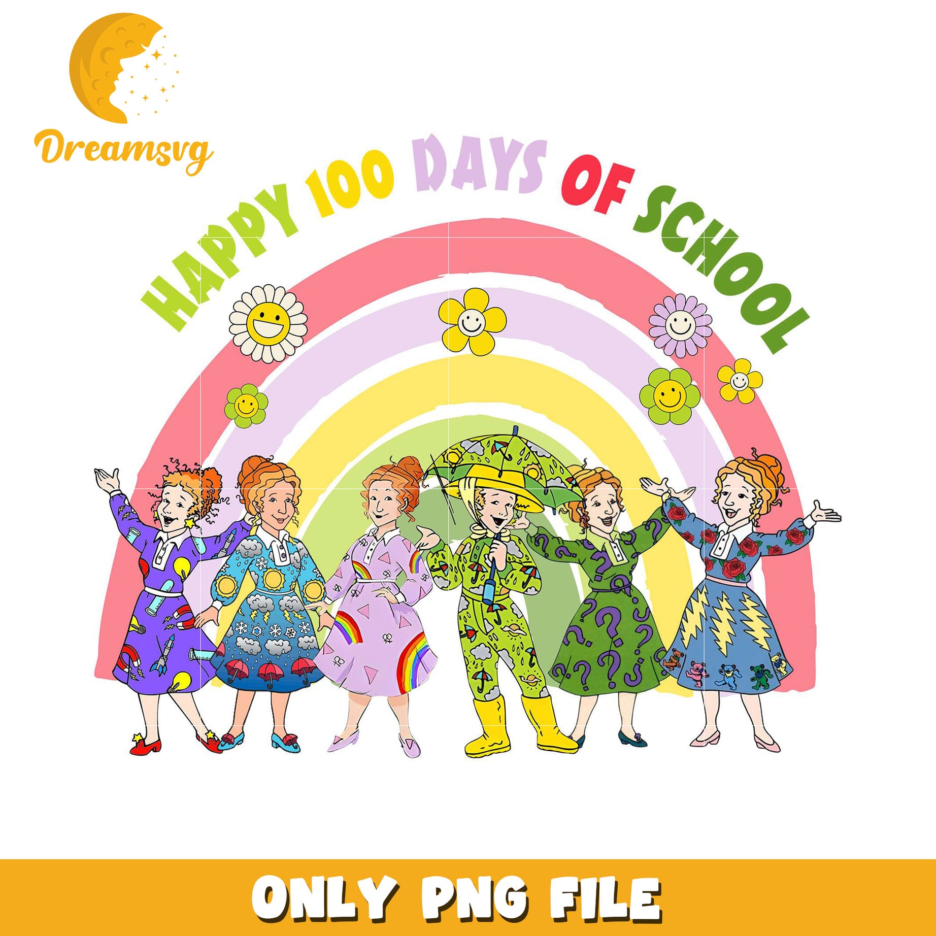 100 Days School Rainbow PNG