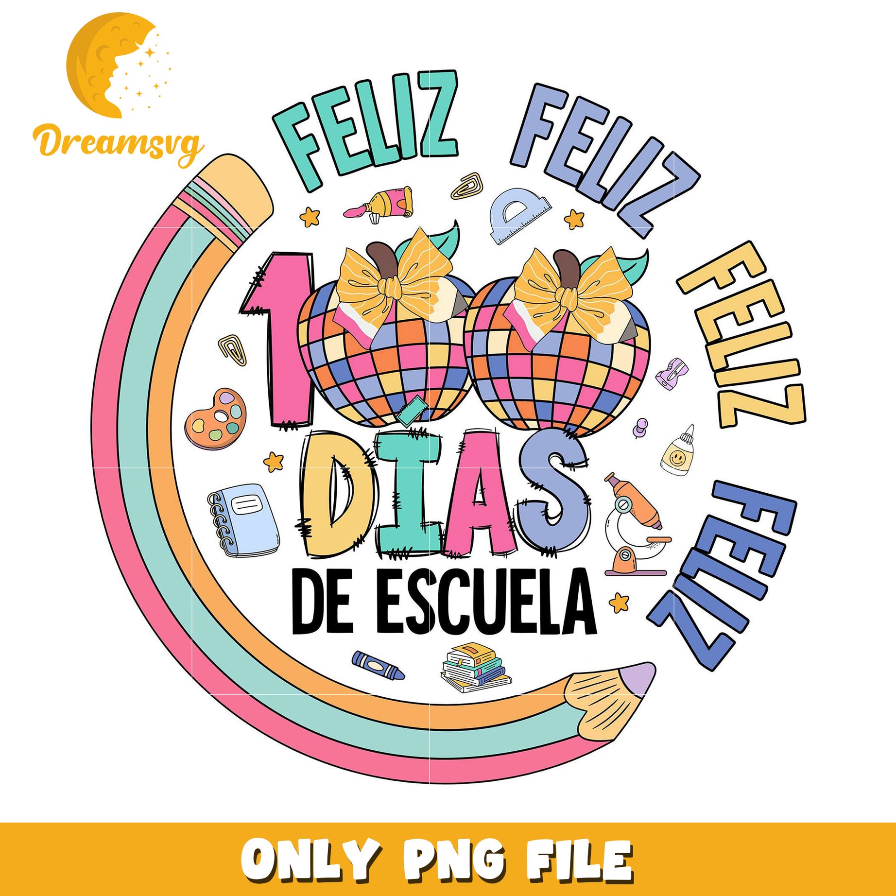 100 Days School Spanish PNG