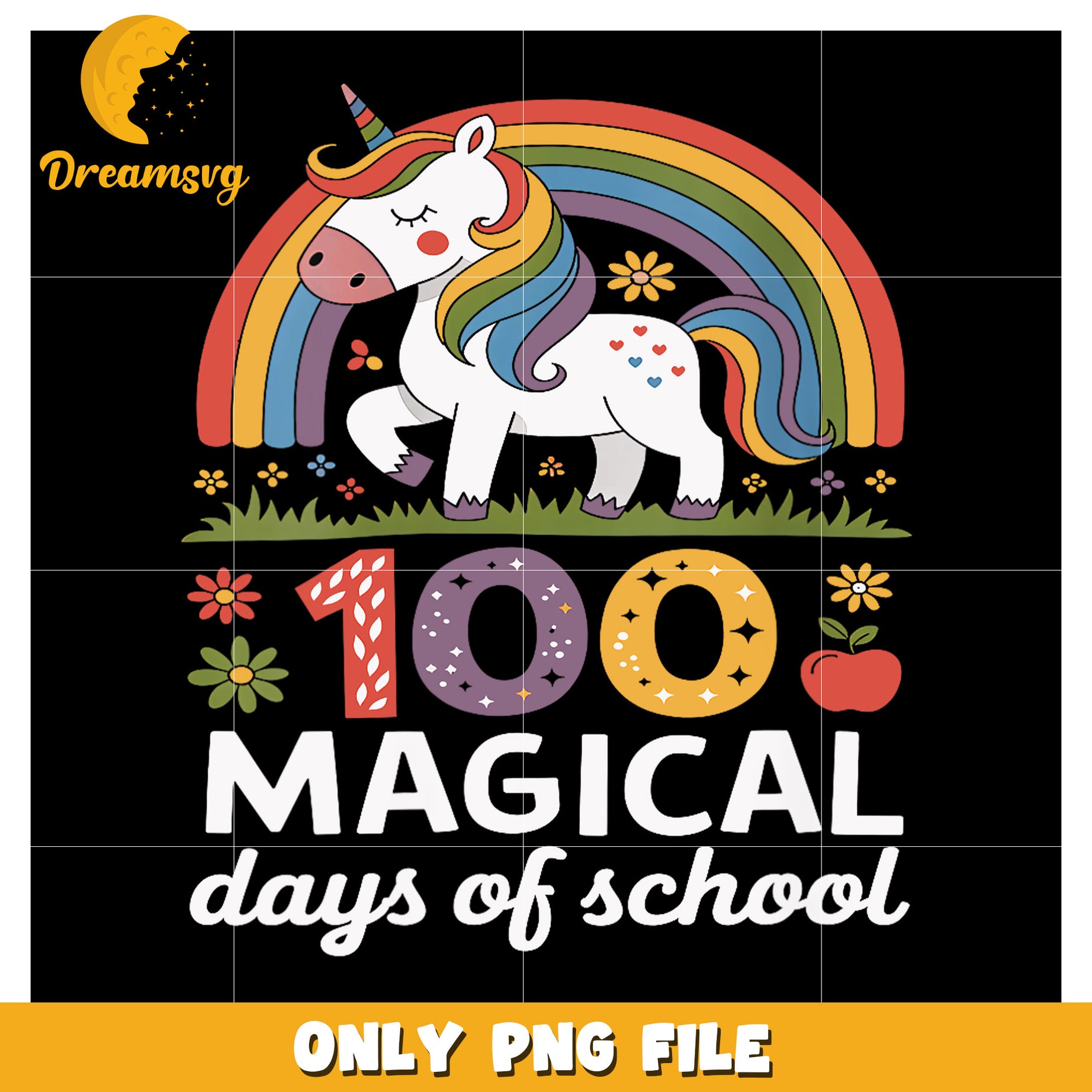 100 Days School Unicorn PNG
