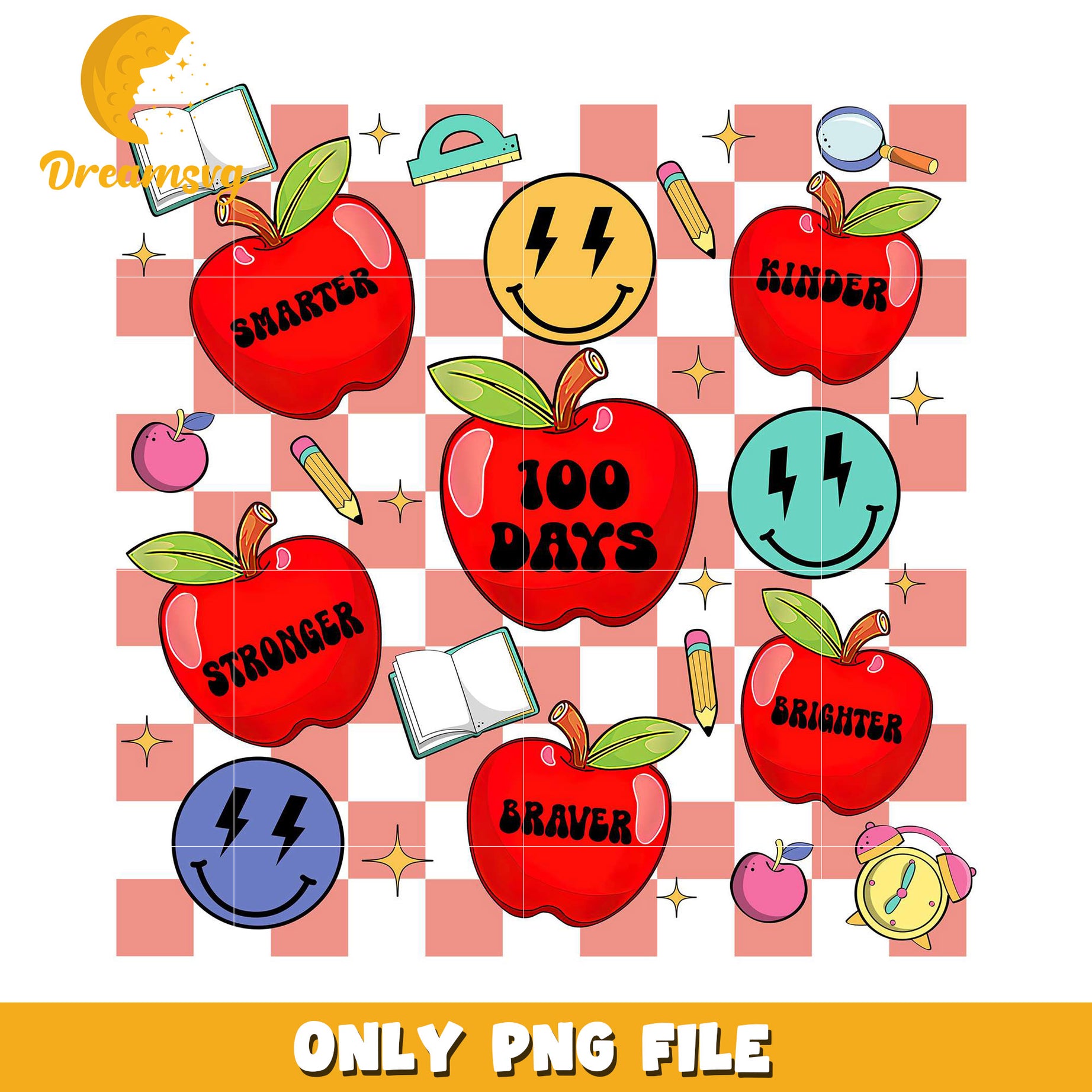 100 Days Smarter Kinder Apple PNG