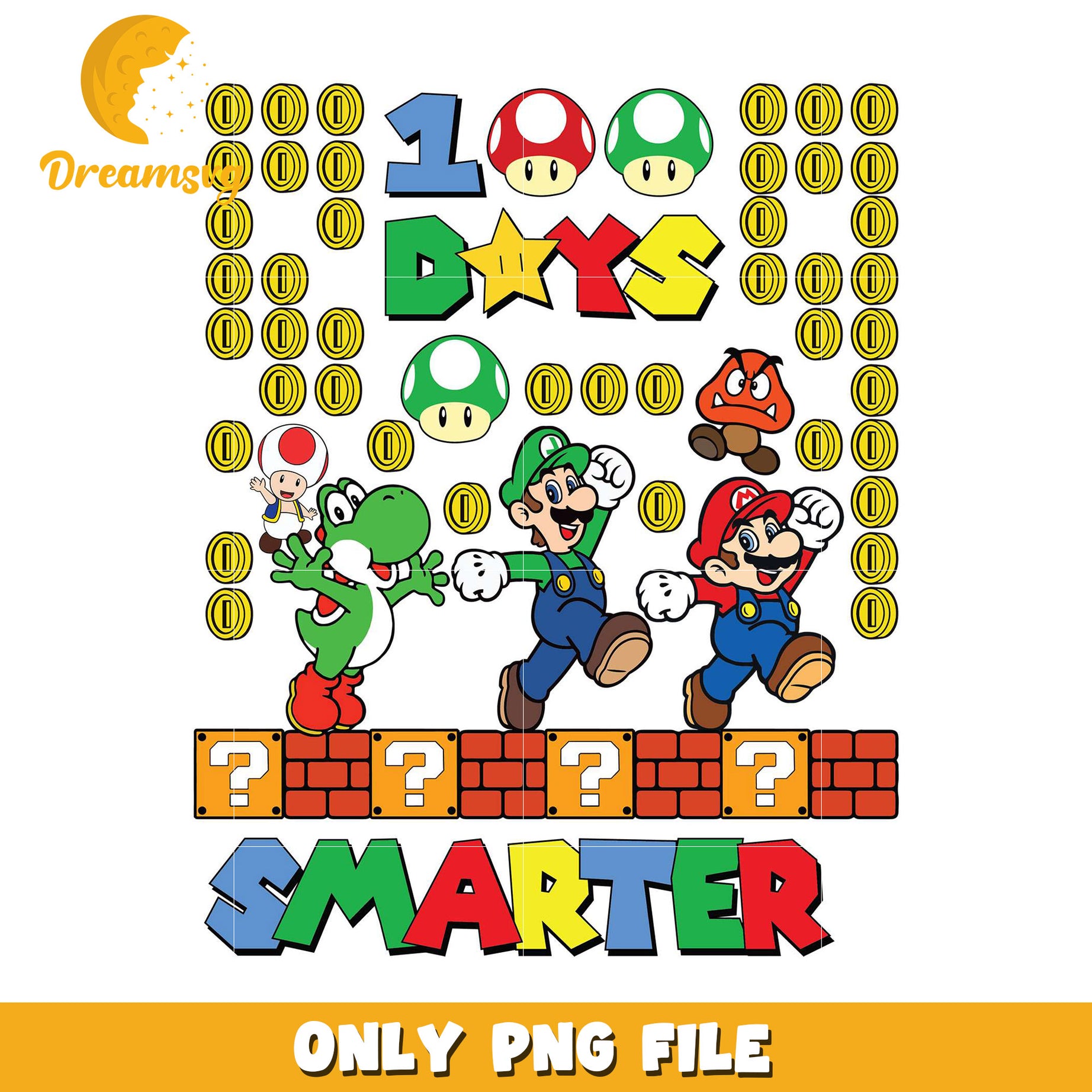 100 Days Smarter Mario PNG