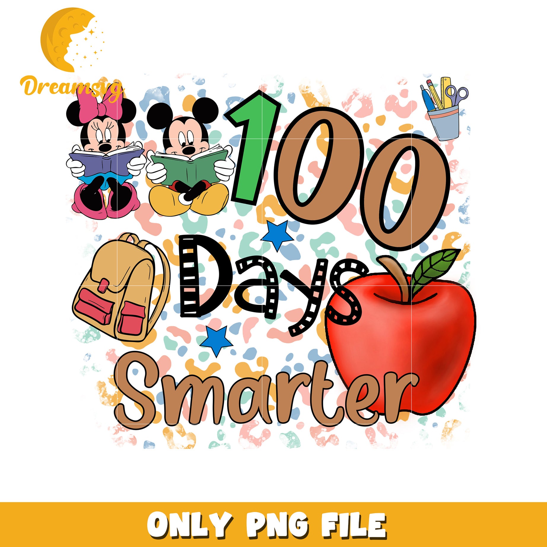 100 Days Smarter Mickey Minnie PNG