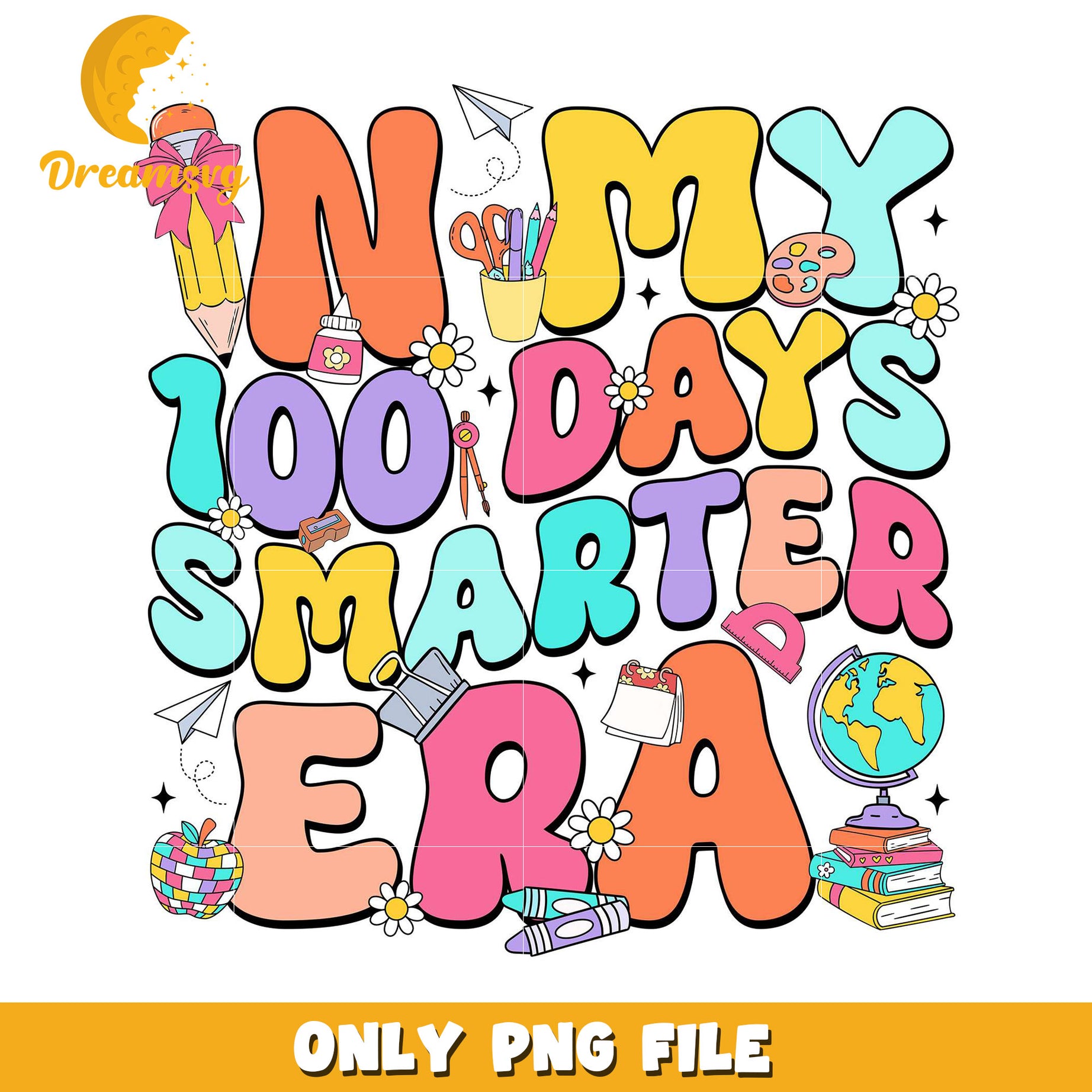 100 Days Smarter PNG Graphic for Creative Projects