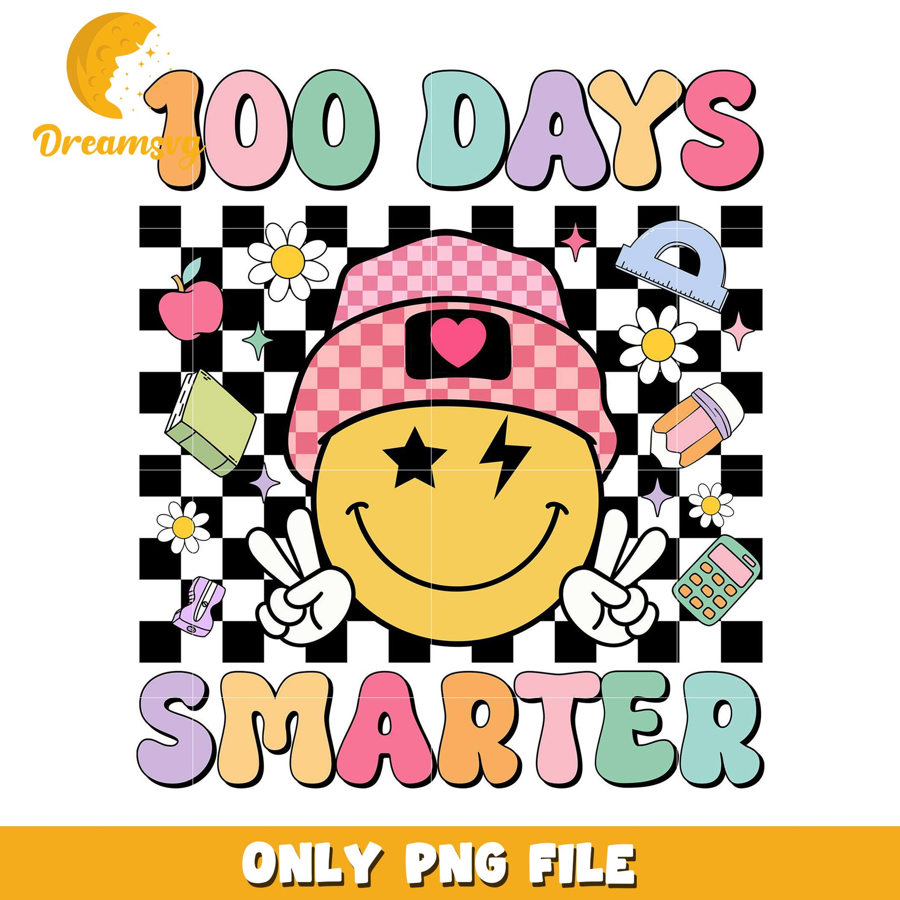 100 Days Smarter Smiley PNG