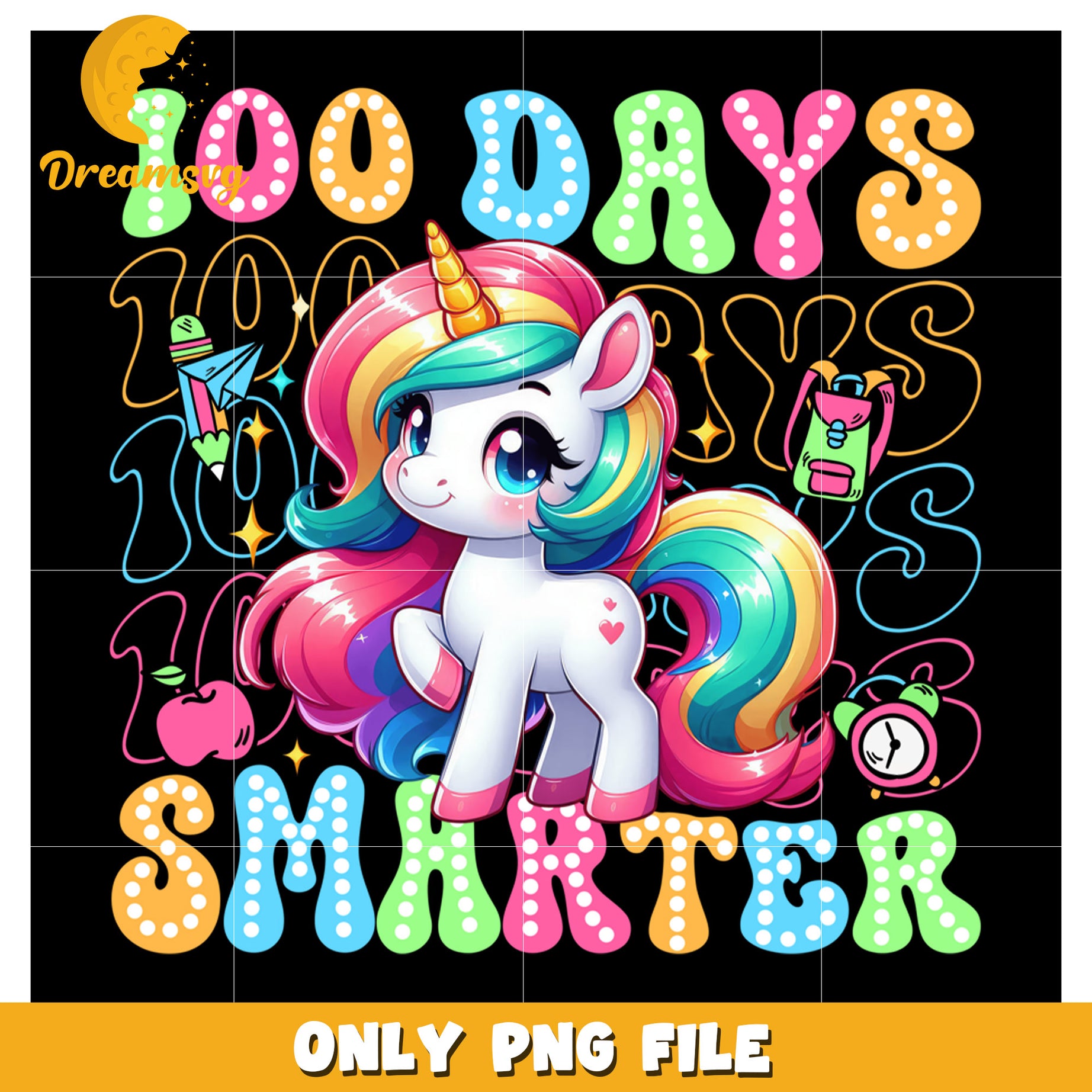 100 Days Smarter Unicorn PNG