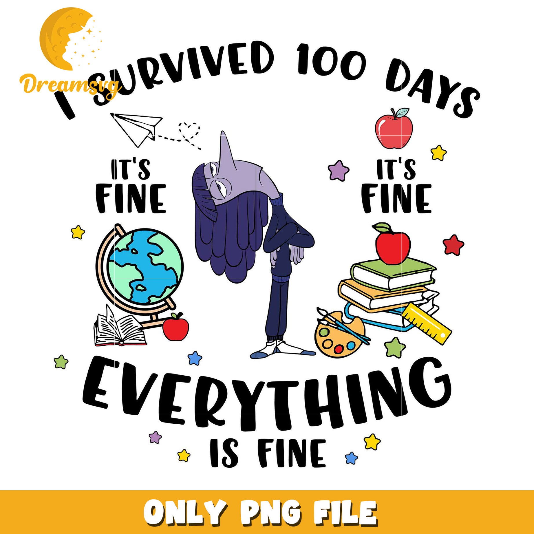 100 Days Survived PNG Teacher Design