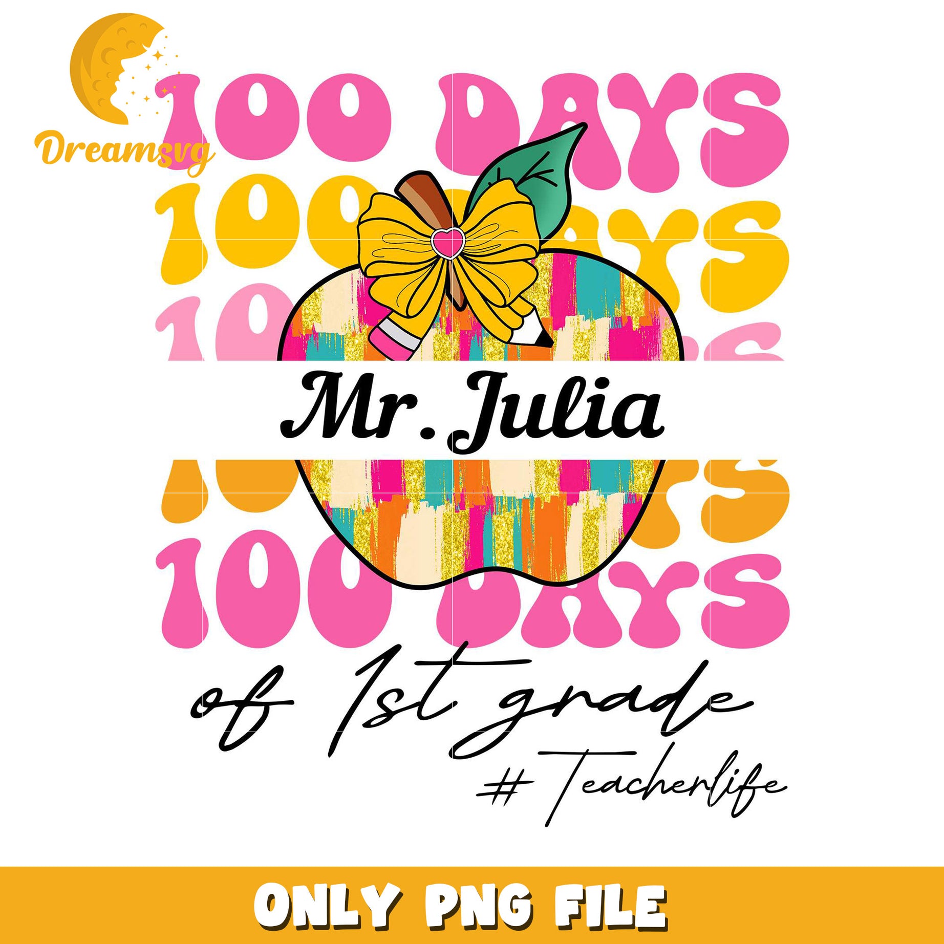 100 Days of 1st Grade PNG Graphic for Teachers